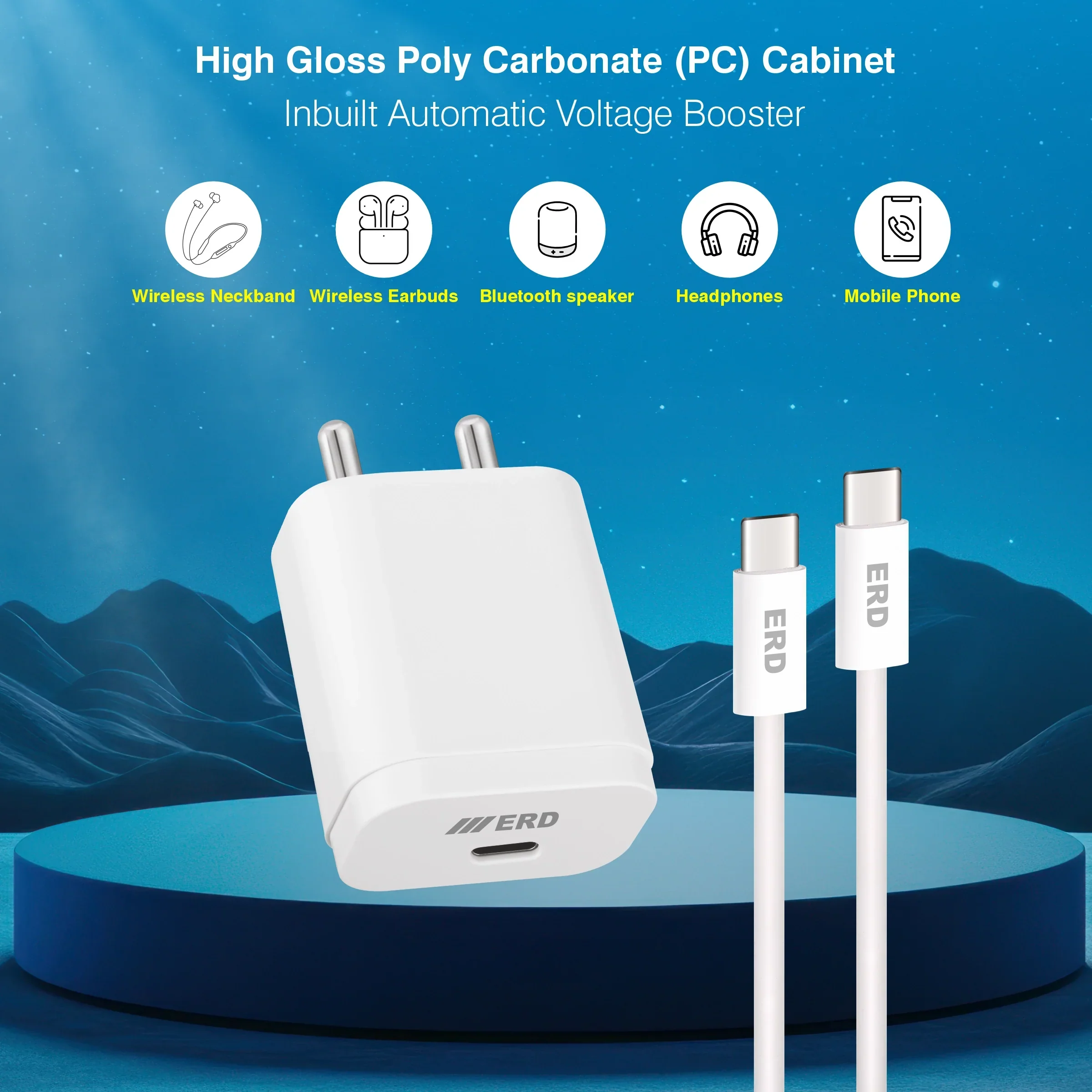 ERD TC-231 CHARGER WITH USB-CTOC IP15 WHT 20W - Image 3