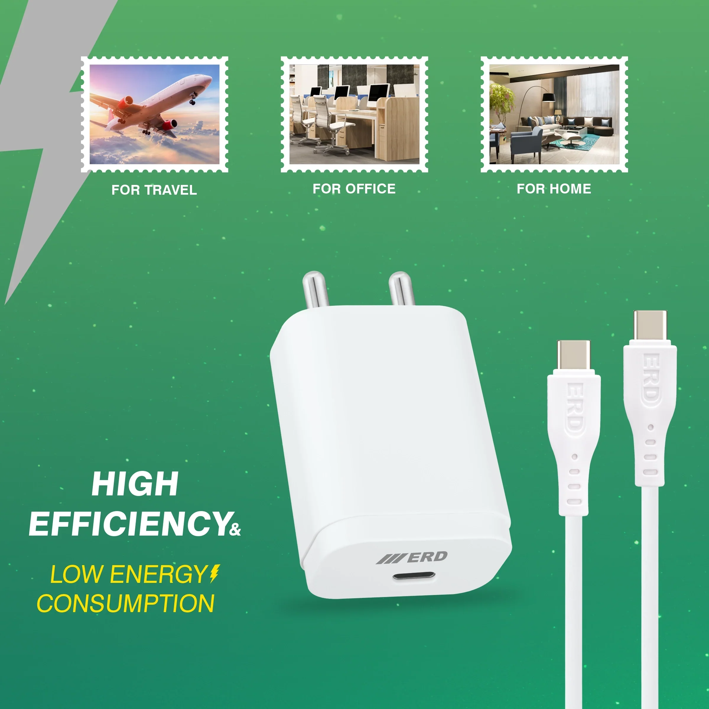 ERD TC-232 CHARGER USB-C TO C PD WHT 25W - Image 7