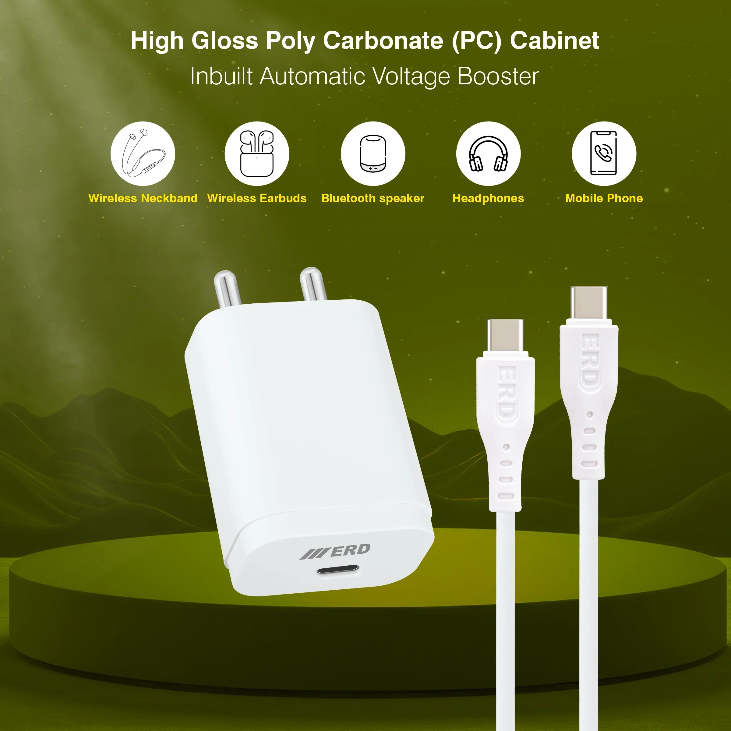 ERD TC-233 CHARGER USB-C TO C PD WHT 33W - Image 3