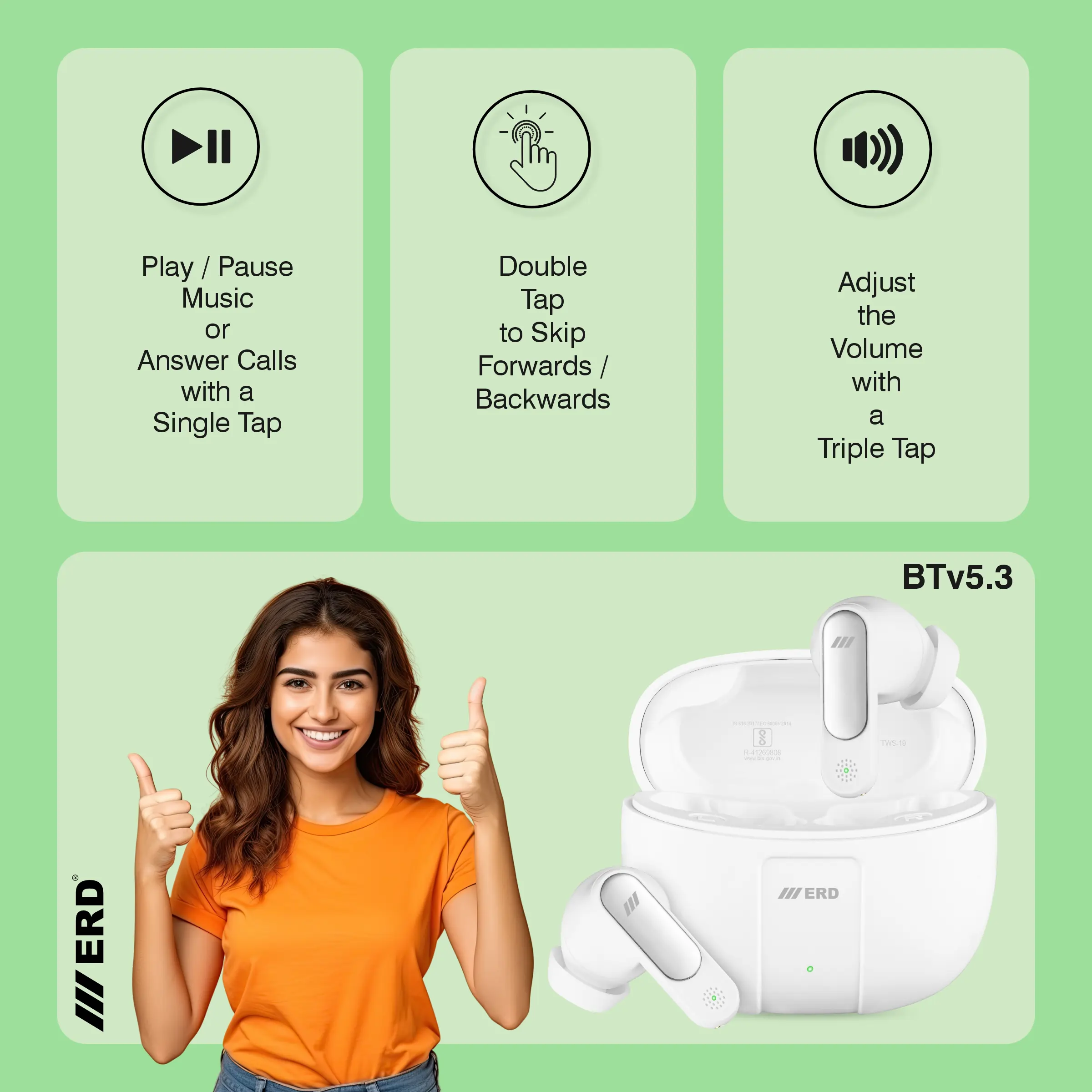 ERD TWS-19 Wireless Earbuds - Image 6