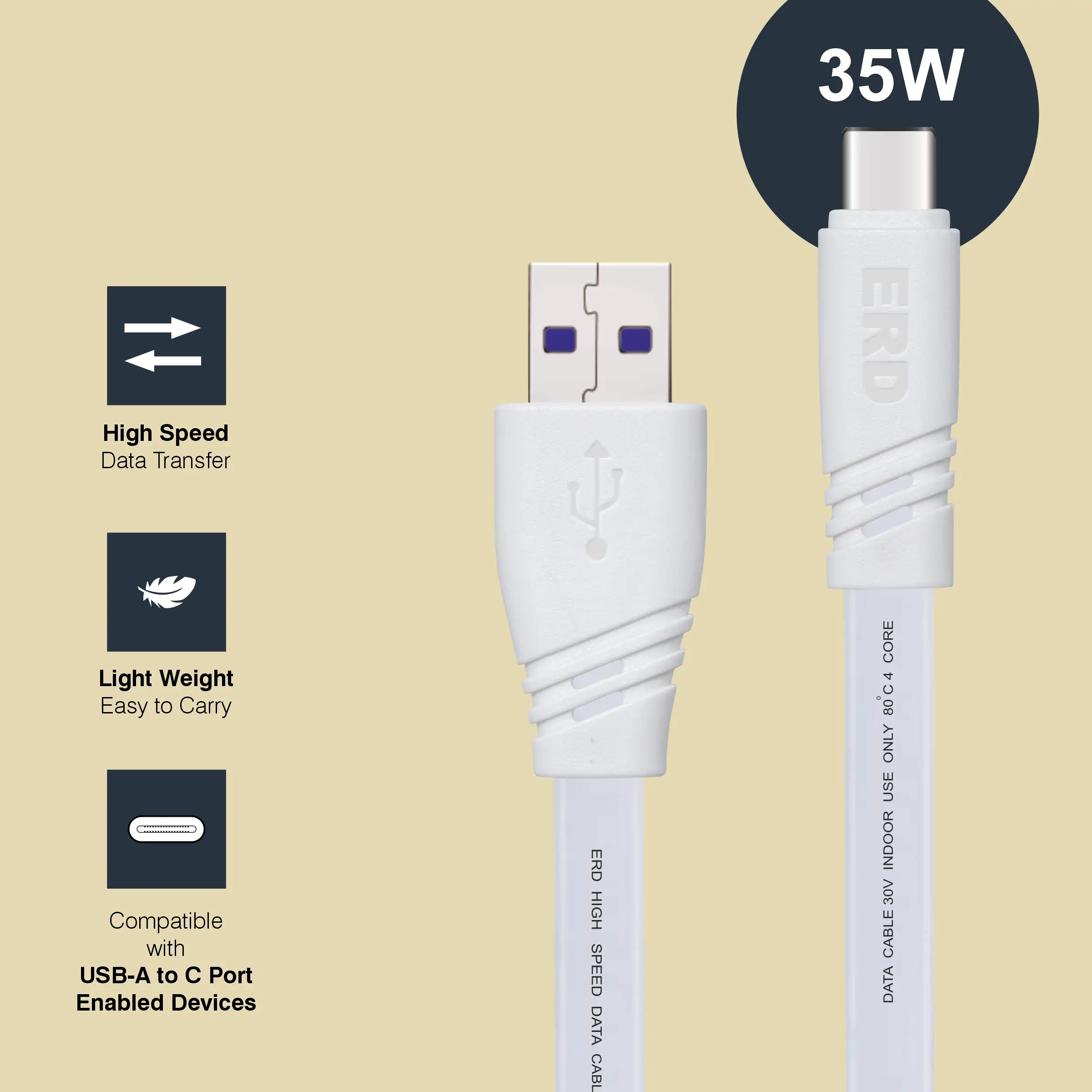 ERD UC-235 USB-C DATA CABLE FLAT PW 35W - Image 5
