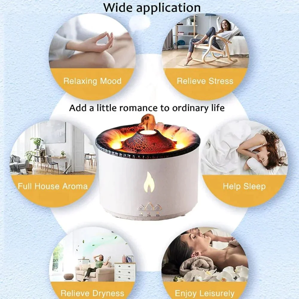 Essence: Enchanting Volcano Humidifier & Aromatherapy Diffuser with Flame Effect, Cool Mist & Auto Shut-Off - Image 6