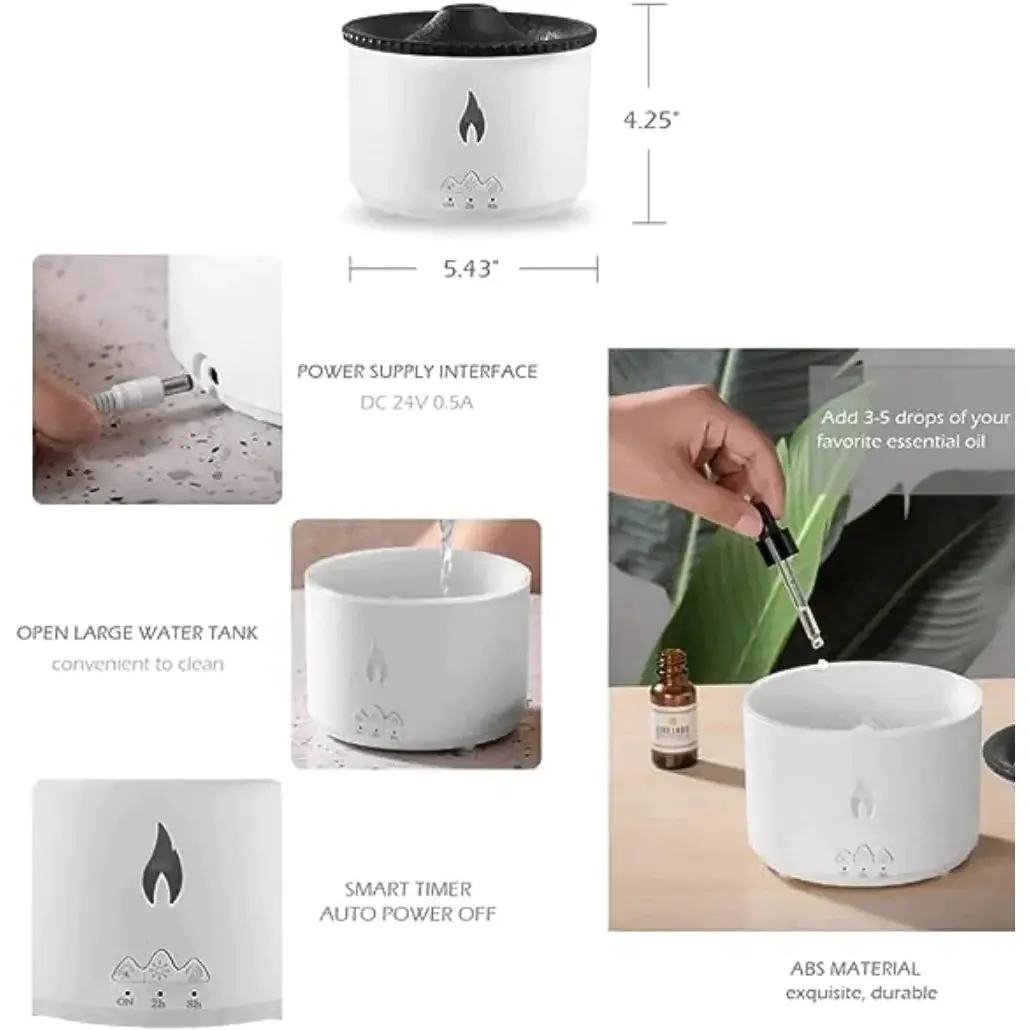 Essence: Enchanting Volcano Humidifier & Aromatherapy Diffuser with Flame Effect, Cool Mist & Auto Shut-Off - Image 7