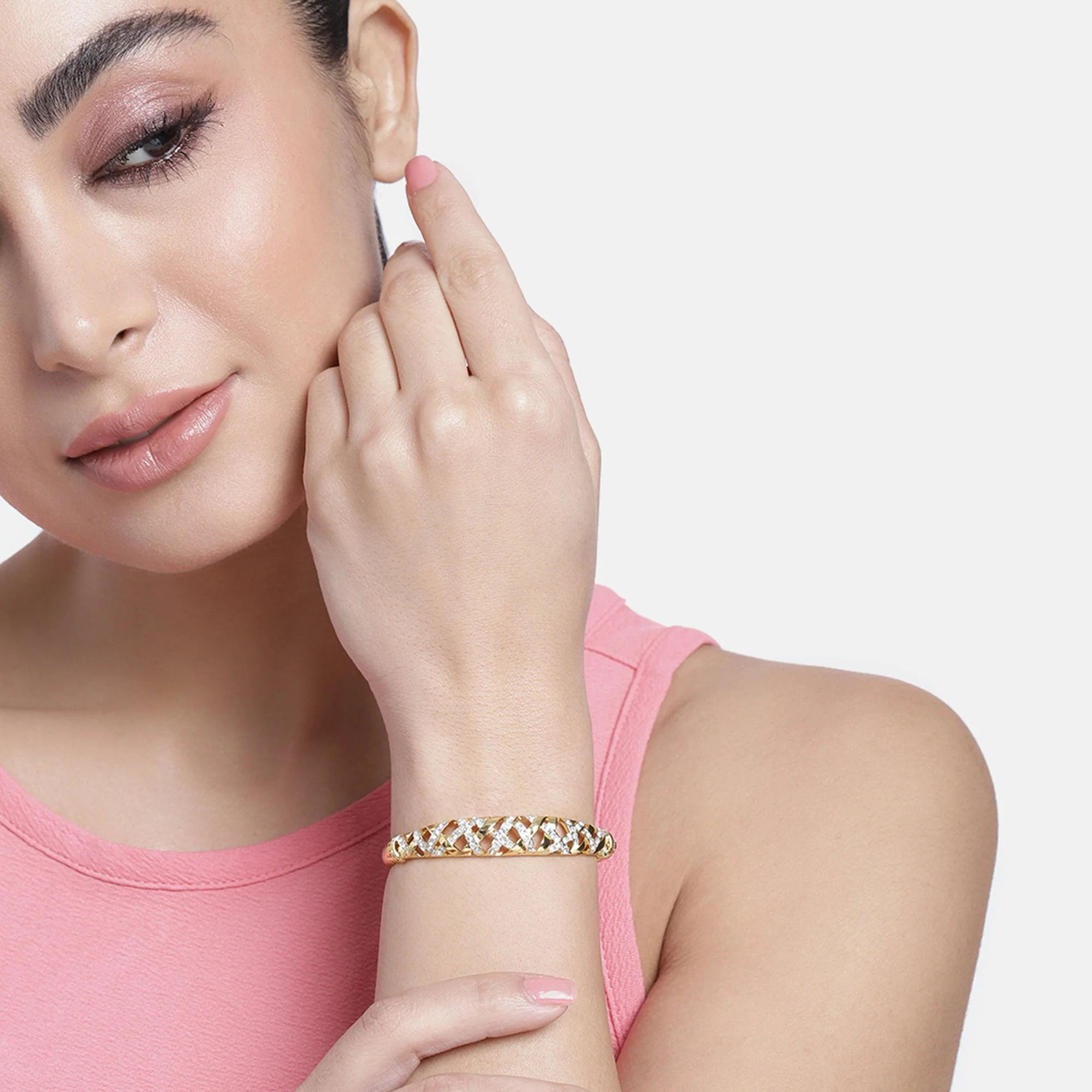 Estele Gold Plated American Diamond Bracelet For Women - Image 12