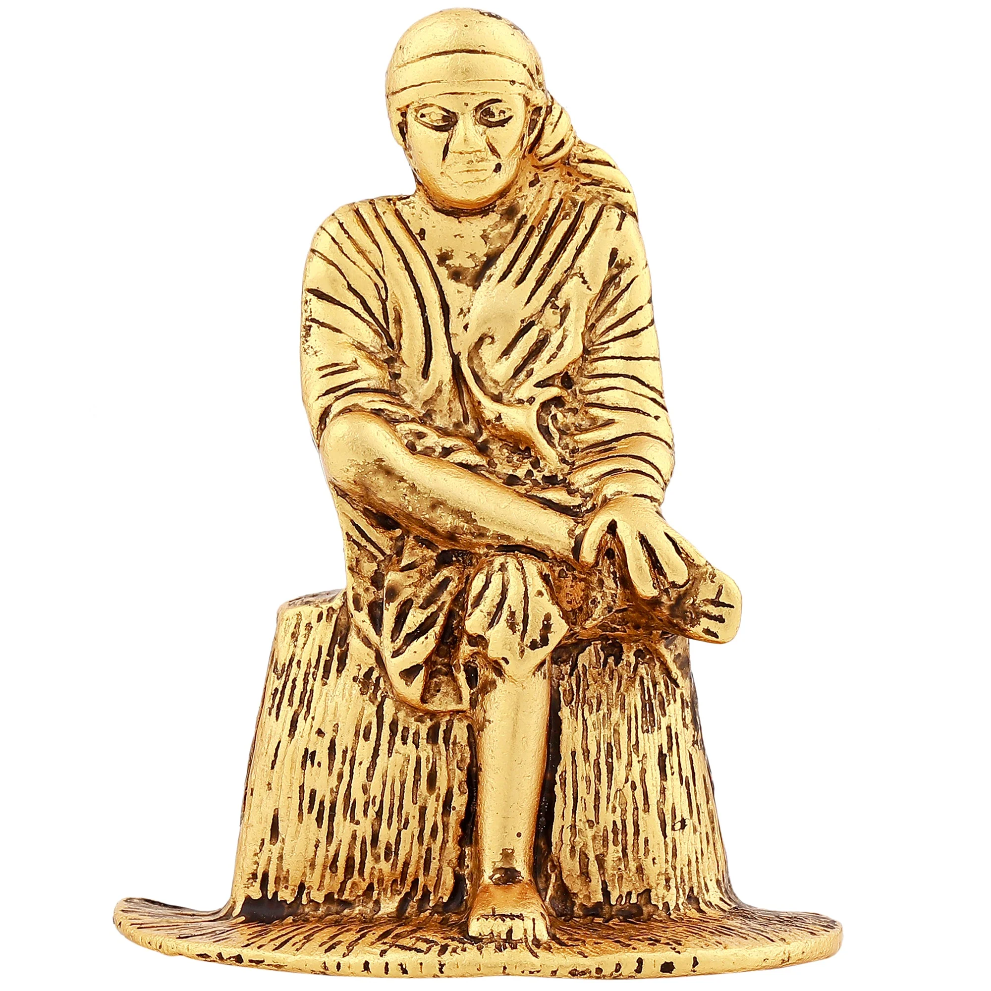 Estele Gold-Plated Antique Divine Shirdi Sai Baba Idol For Pooja/Gifts/Car Decor. - Image 2