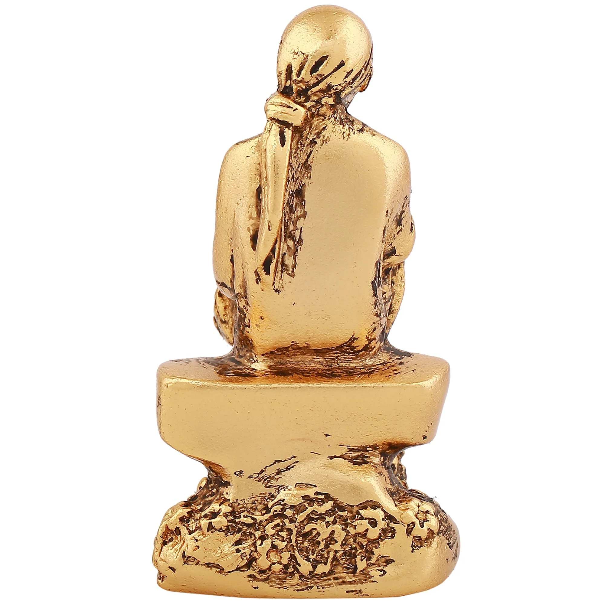 Estele Gold-Plated Antique Divine Shirdi Wale Sai Baba Idol For Pooja/Gifts/Car Decor. - Image 4