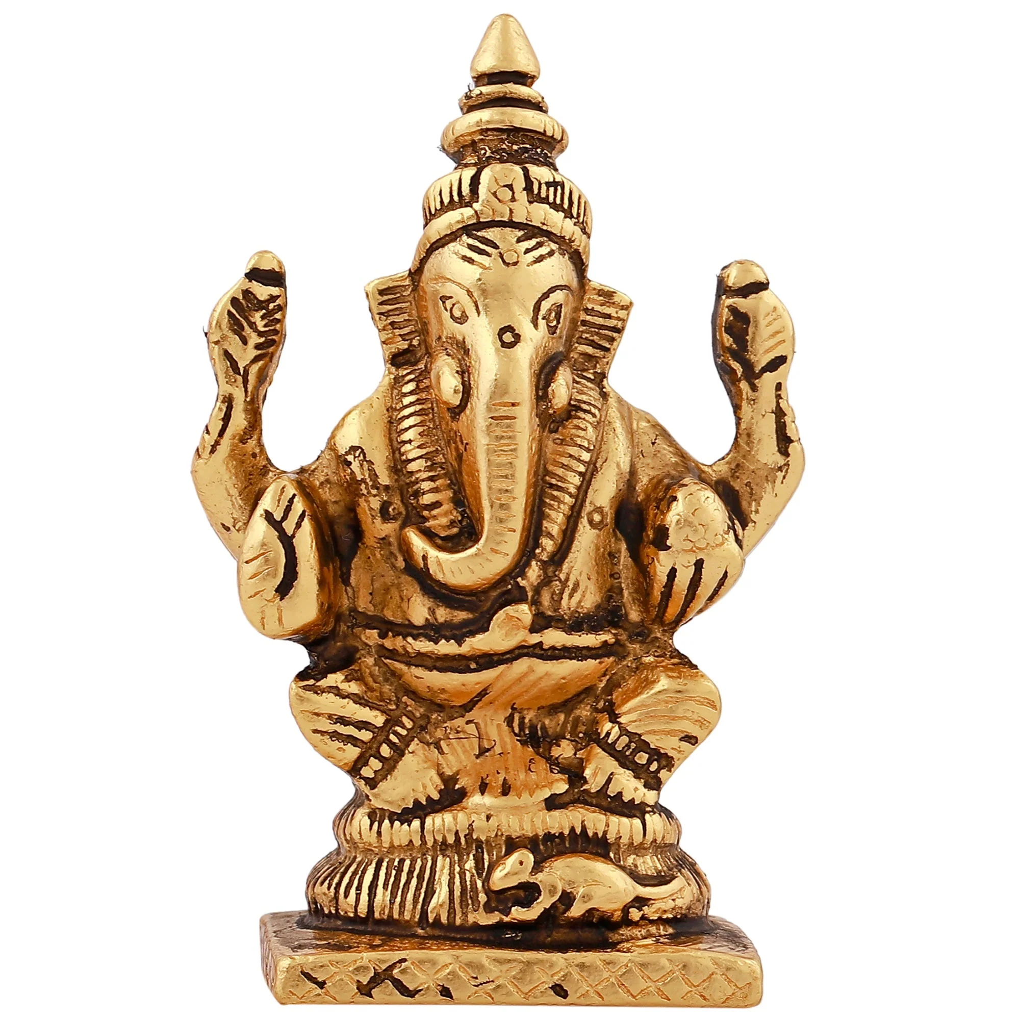 Estele Gold Plated Antique God Of Wisdom Lord Ganesh Idol For Home/Office Decors. - Image 2