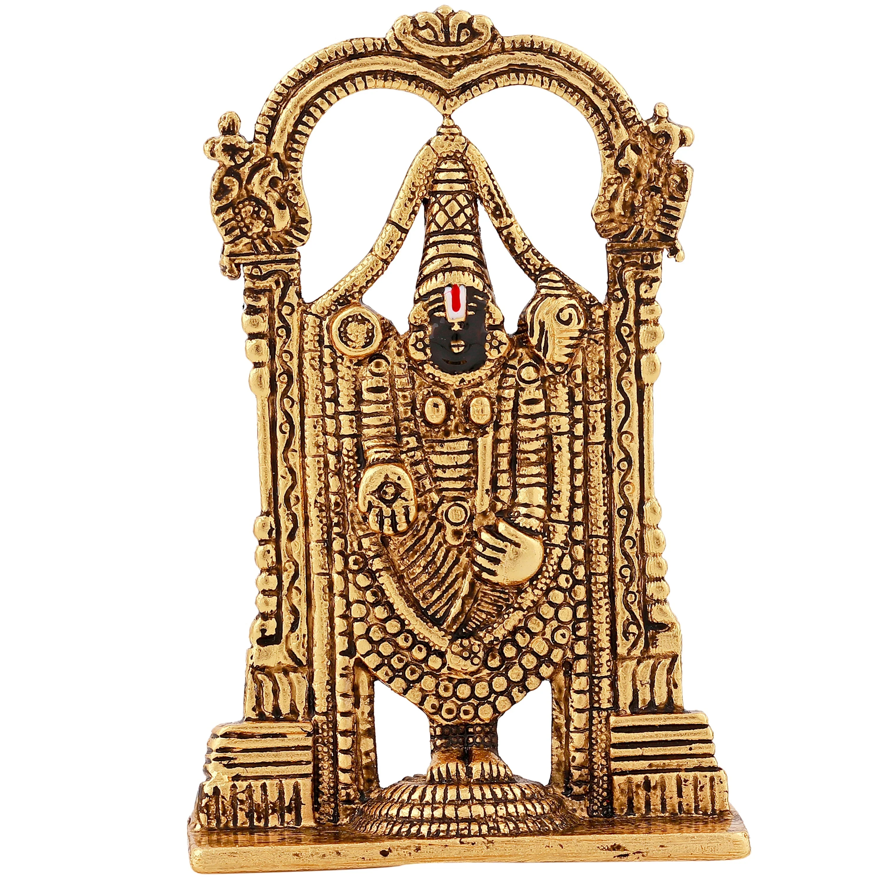 Estele Gold Plated Antique Lord Tirupati Balaji Idol Showpiece For Pooja Mandir/ Home Decorative - Image 2