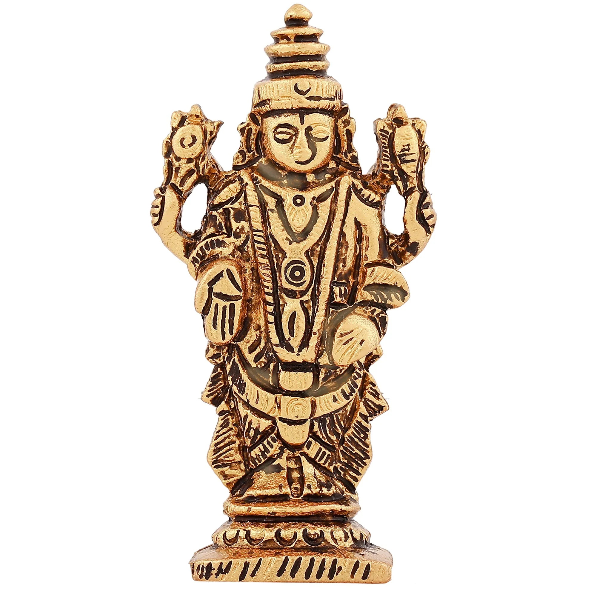 Estele Gold Plated Antique Lord Tirupati Balaji Idol Showpiece For Pooja Mandir/ Home Decorative - Image 2