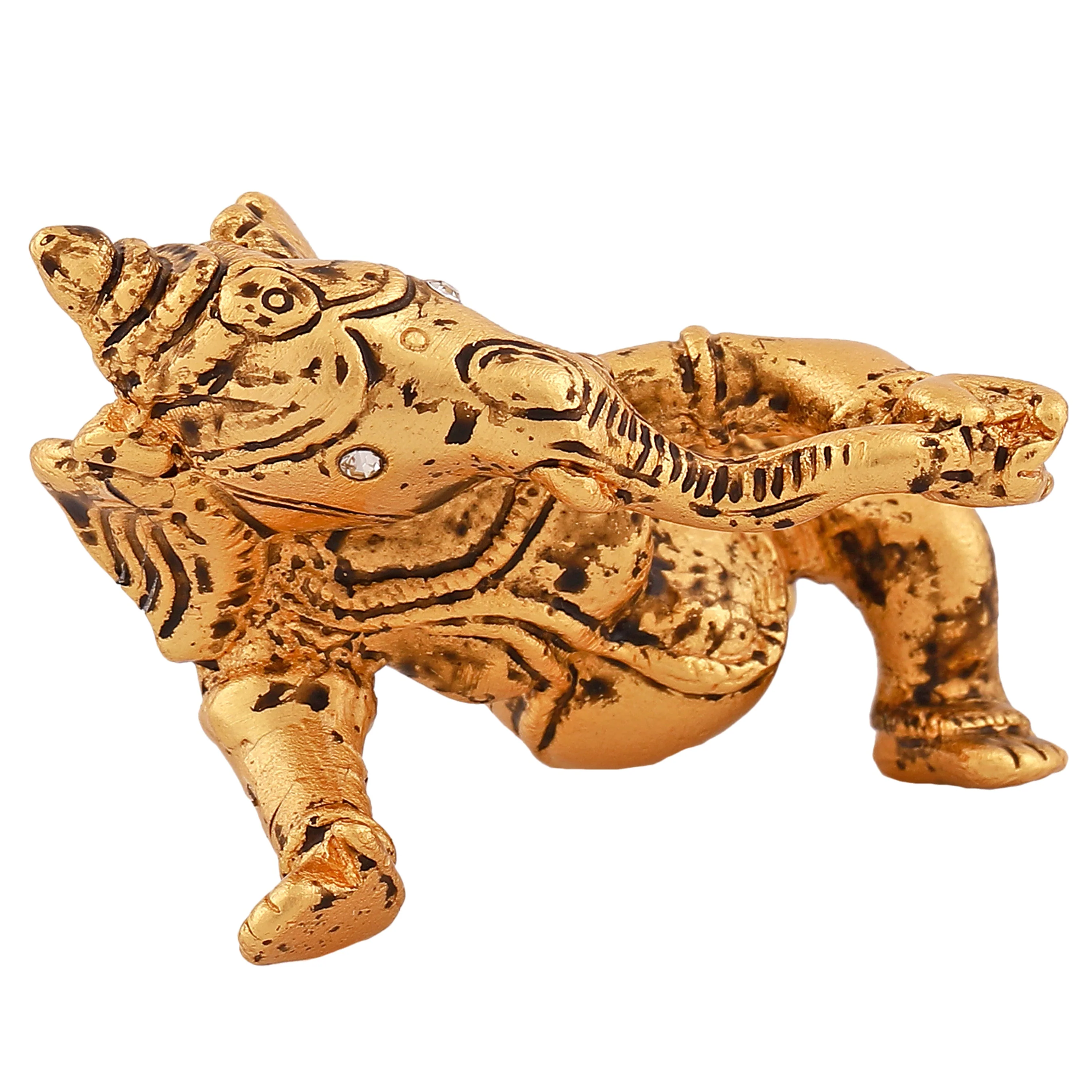 Estele Gold Plated Antique Spiritual Lord Bal Ganesh Idol For Gifts & House Warming/Home/Office Decors. - Image 3