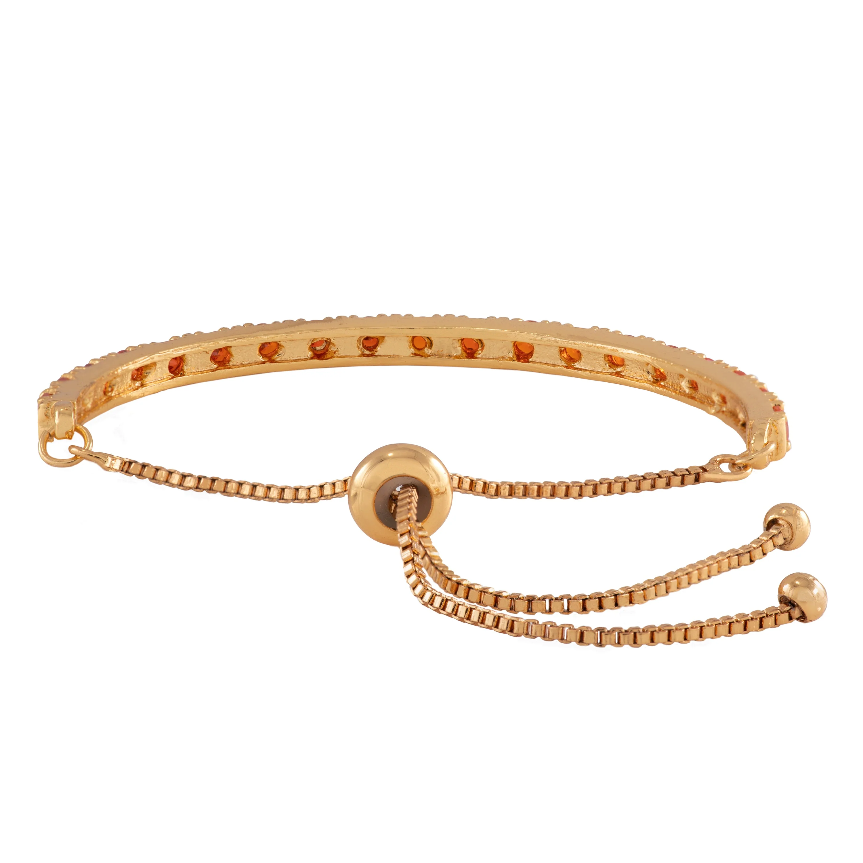 Estele Gold Plated Candy Bracelet With Orange American Diamonds Bracelet (Adjustable) - Image 3