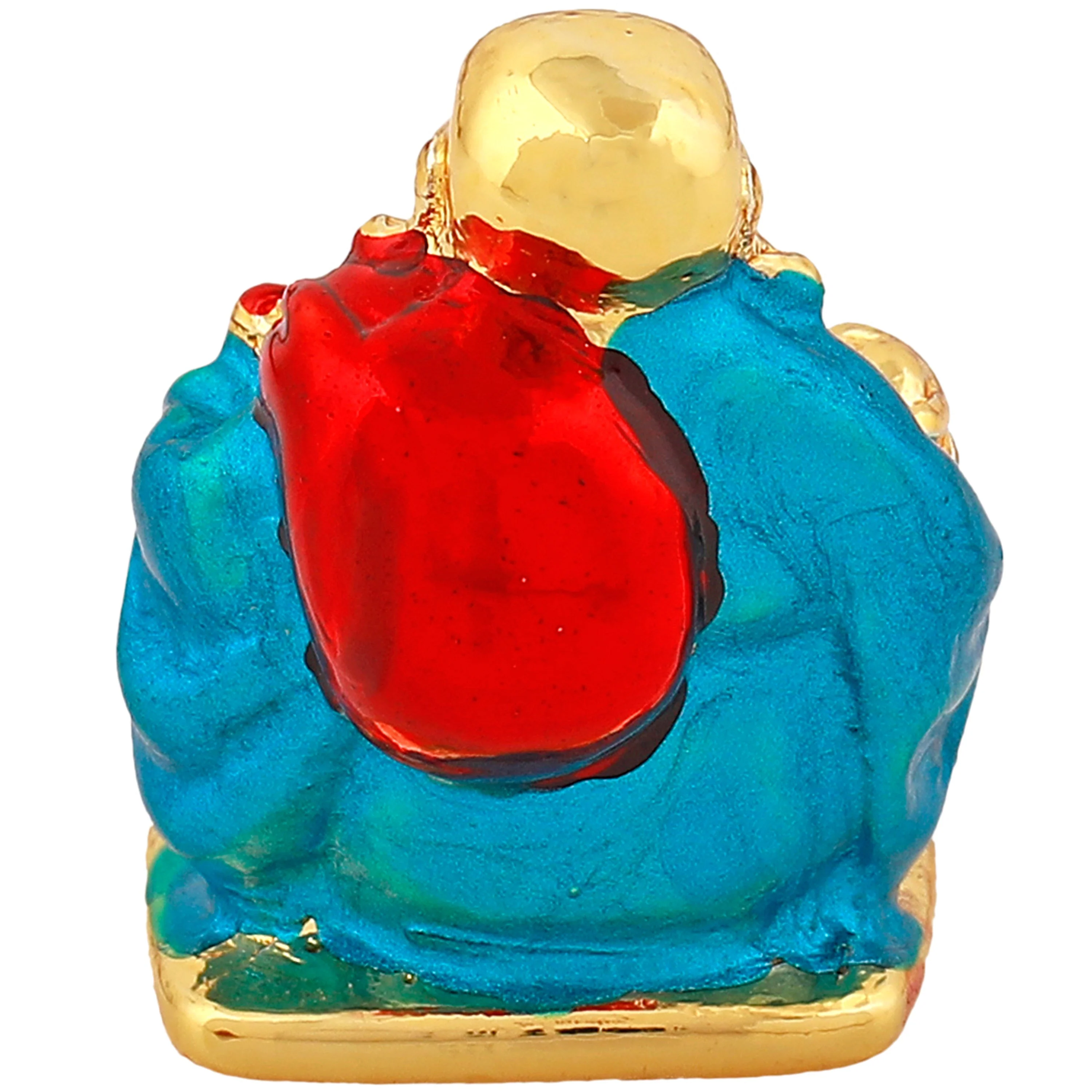 Estele Gold Plated Decorative Multi Color Enamel Laughing Buddha Idol - Image 4