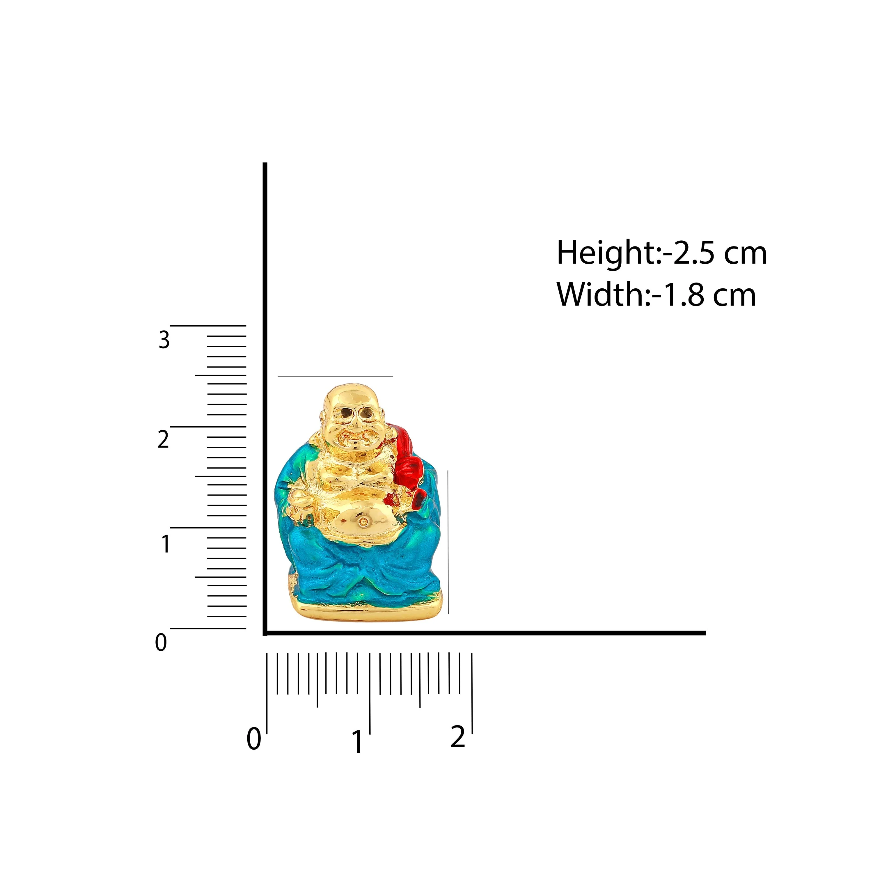 Estele Gold Plated Decorative Multi Color Enamel Laughing Buddha Idol - Image 7