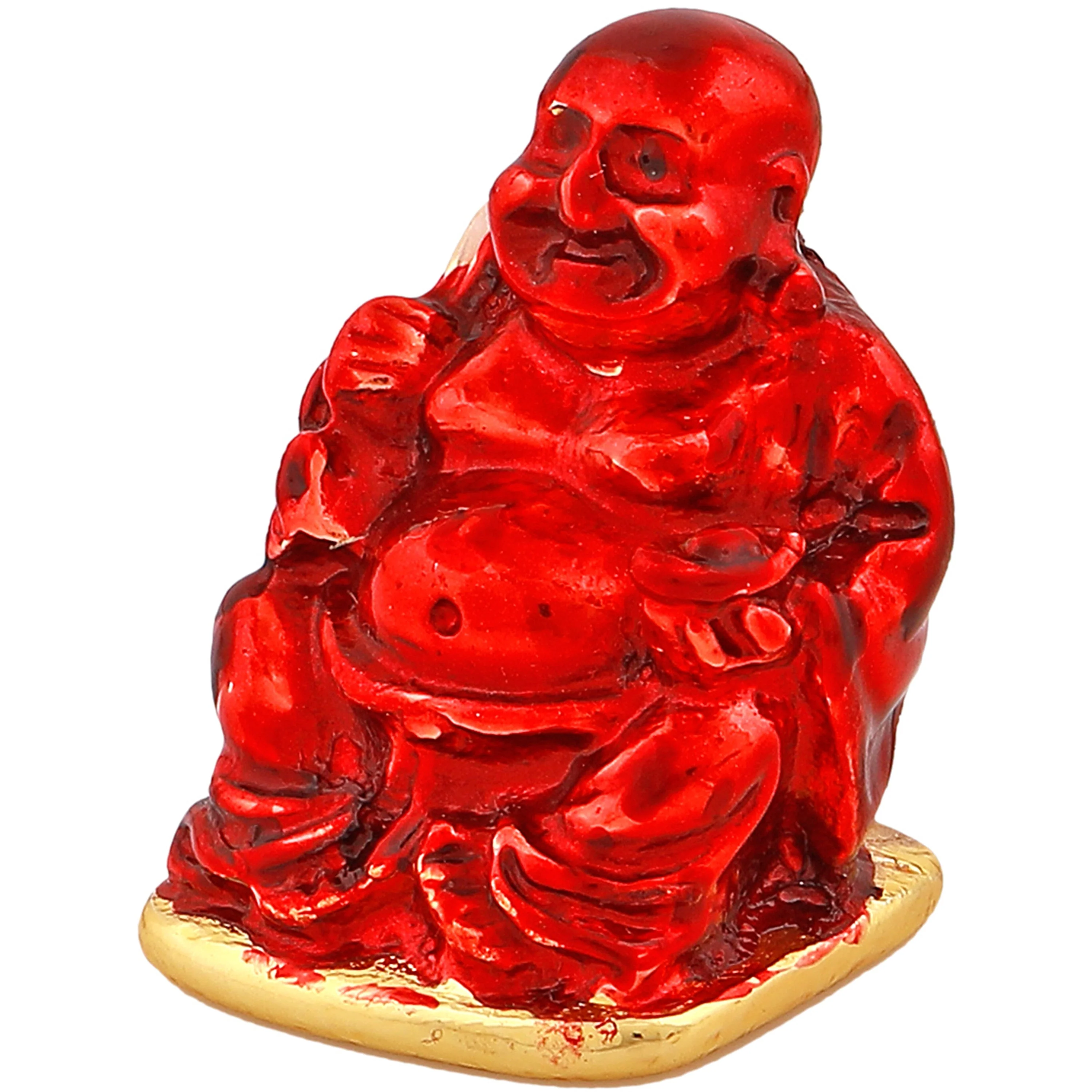Estele Gold Plated Decorative Multi Color Enamel Laughing Buddha Idol - Image 5