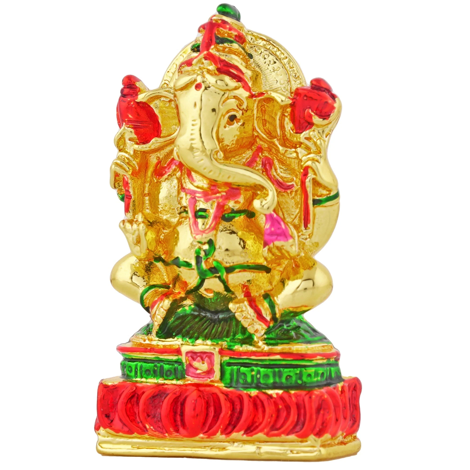 Estele Gold Plated Divine Ganesha With Multi Color Enamel Idol - Image 4