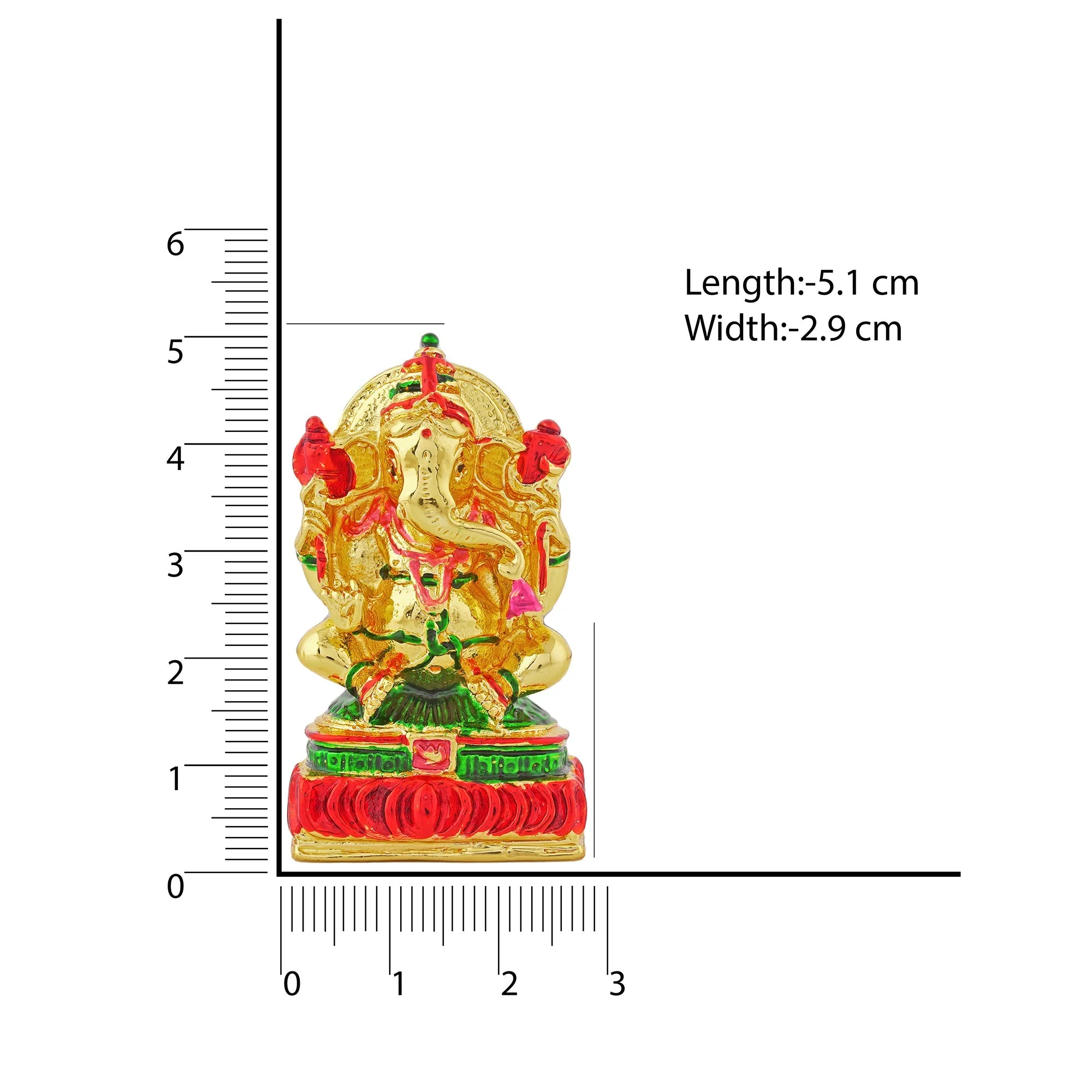 Estele Gold Plated Divine Ganesha With Multi Color Enamel Idol - Image 6