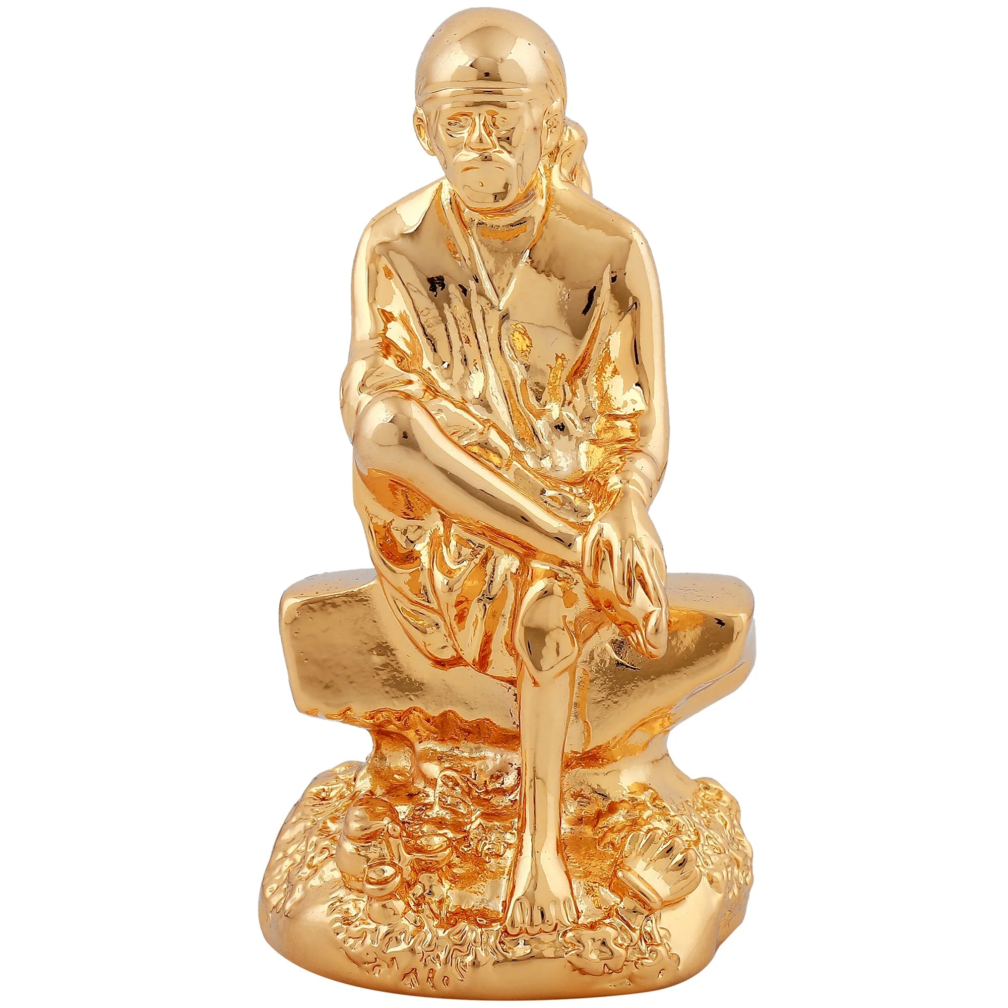 Estele Gold-Plated Divine Shirdi Sai Baba Idol For Pooja/Gifts/Car Decor. - Image 2