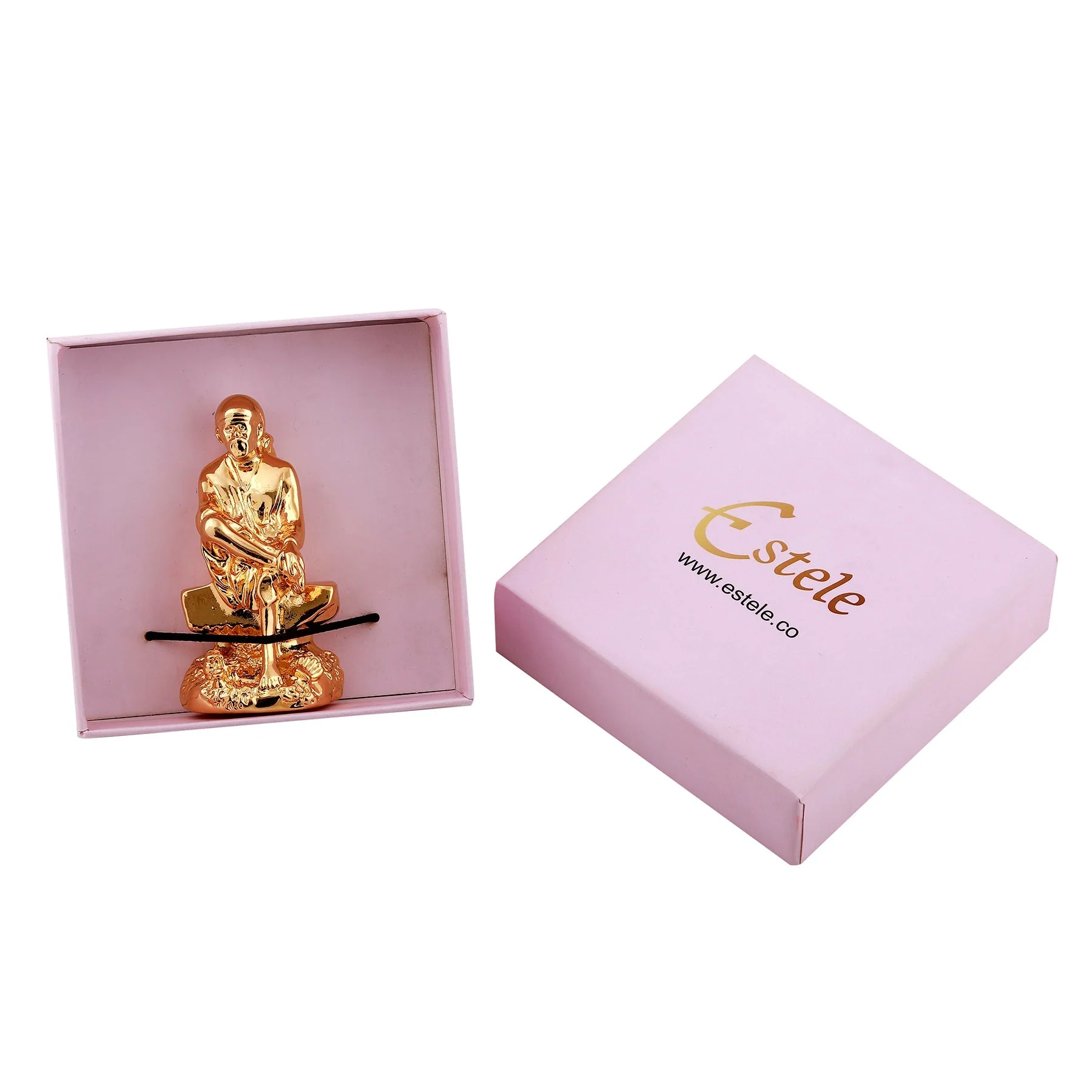Estele Gold-Plated Divine Shirdi Sai Baba Idol For Pooja/Gifts/Car Decor. - Image 6