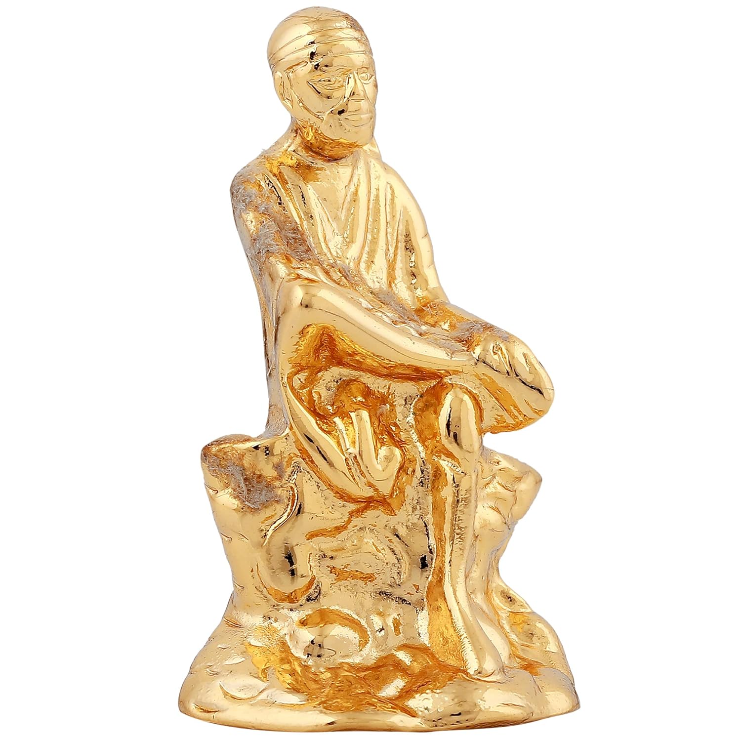 Estele Gold-Plated Divine Shirdi Sai Baba Idol For Pooja/Gifts/Car Decor. - Image 3