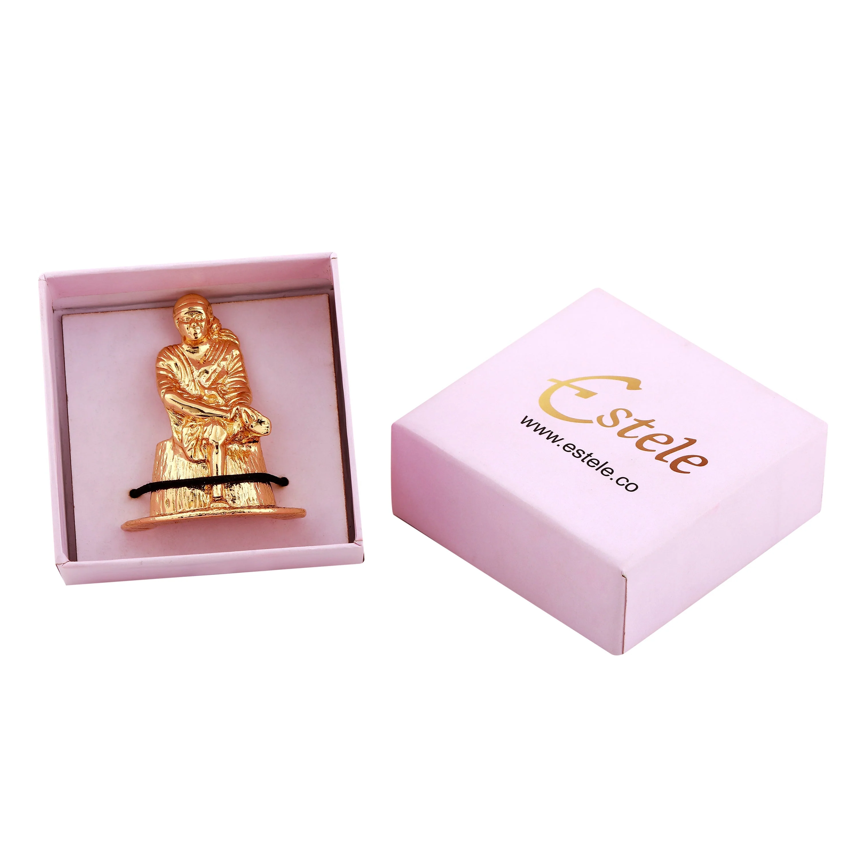 Estele Gold-Plated Divine Shirdi Sai Baba Idol With Sitting Position For Pooja/Gifts/Car Decor. - Image 5
