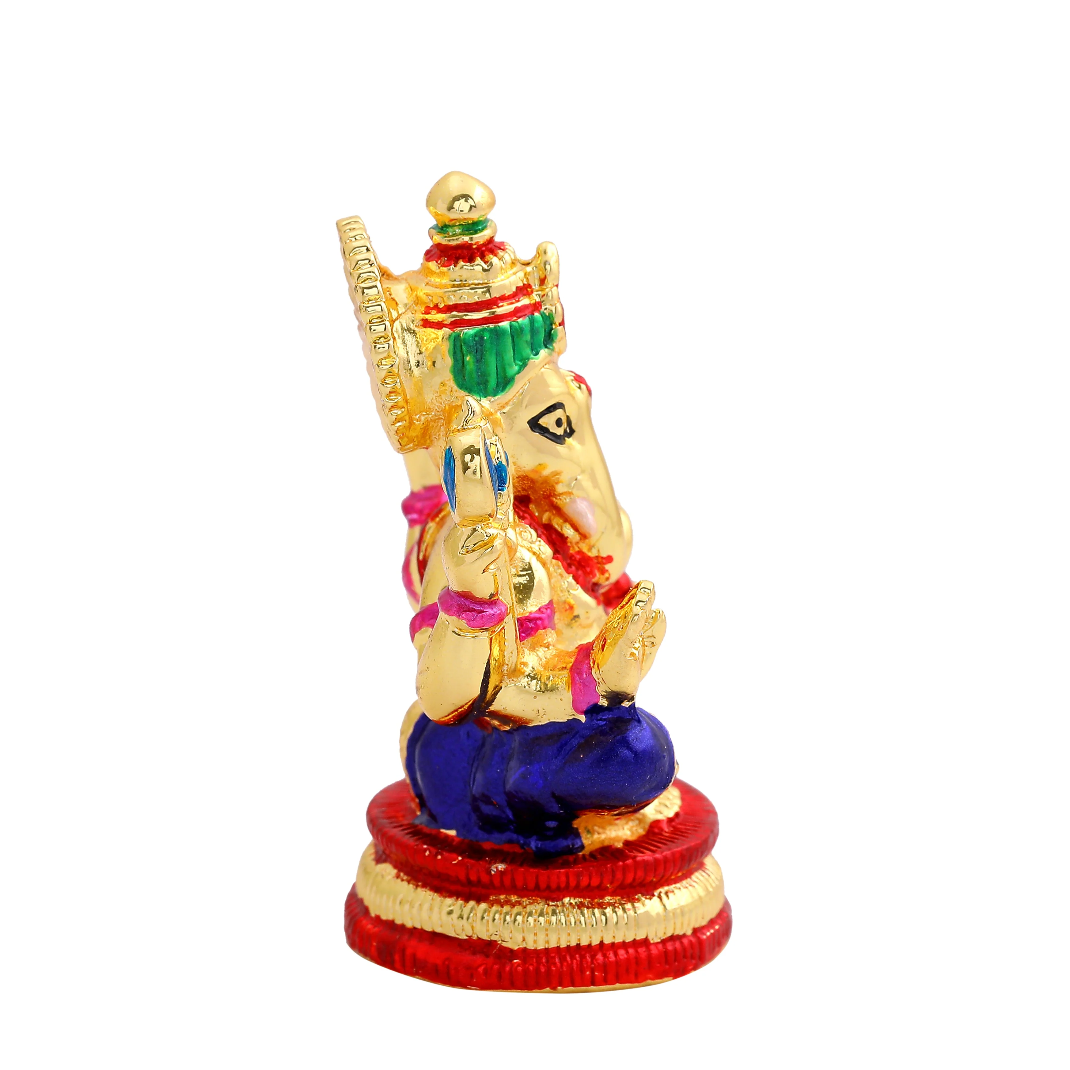 Estele Gold Plated Enamel Holy Ganesh Idol - Image 6