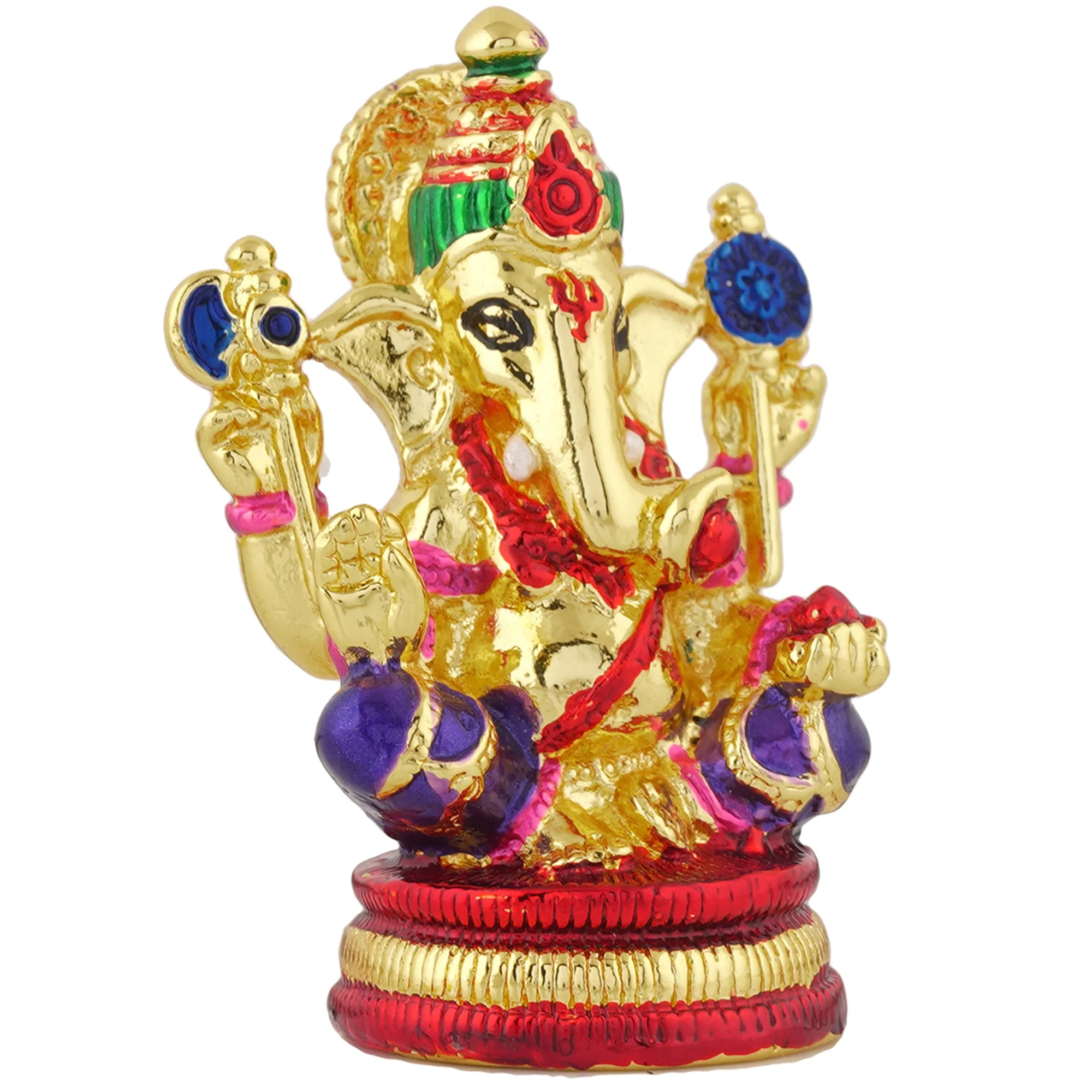 Estele Gold Plated Enamel Holy Ganesh Idol - Image 7