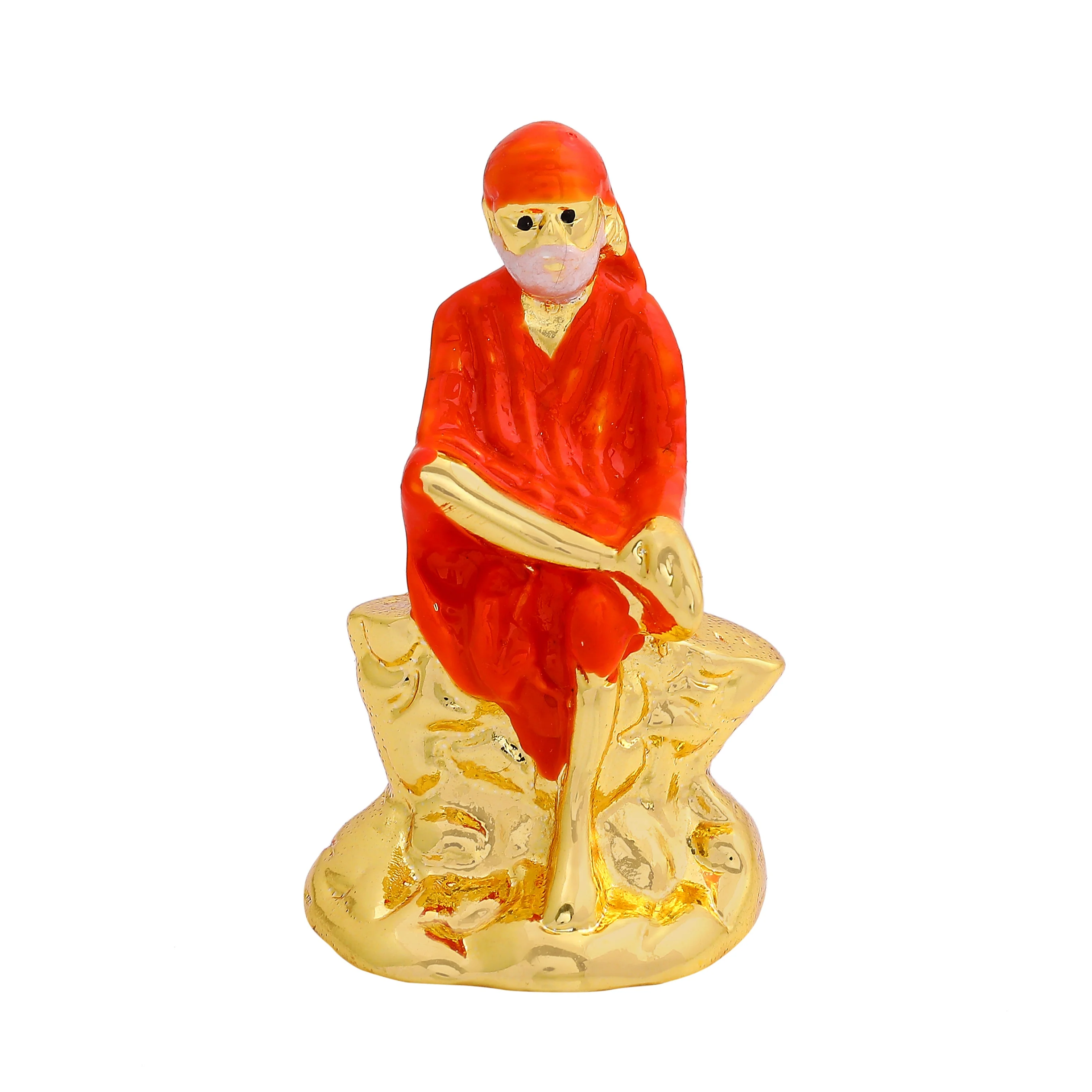 Estele Gold Plated Enamel Lord Sai Baba Idol - Image 4