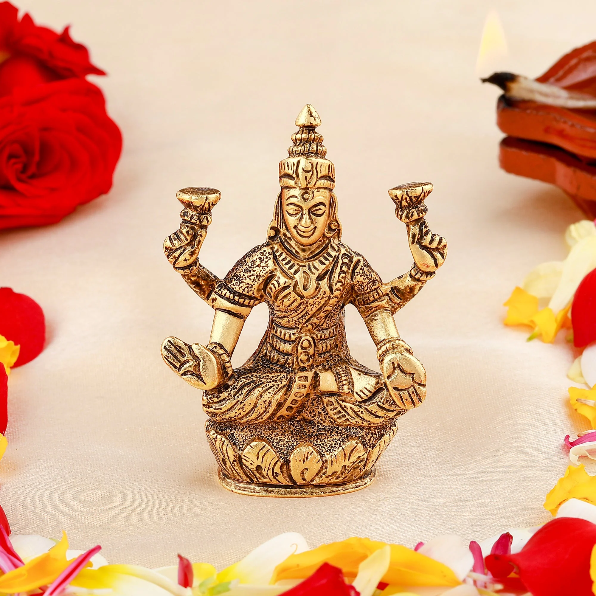Estele Gold Plated Goddess Lakshmi Ji Idol (Lax-02-Dga Deity)