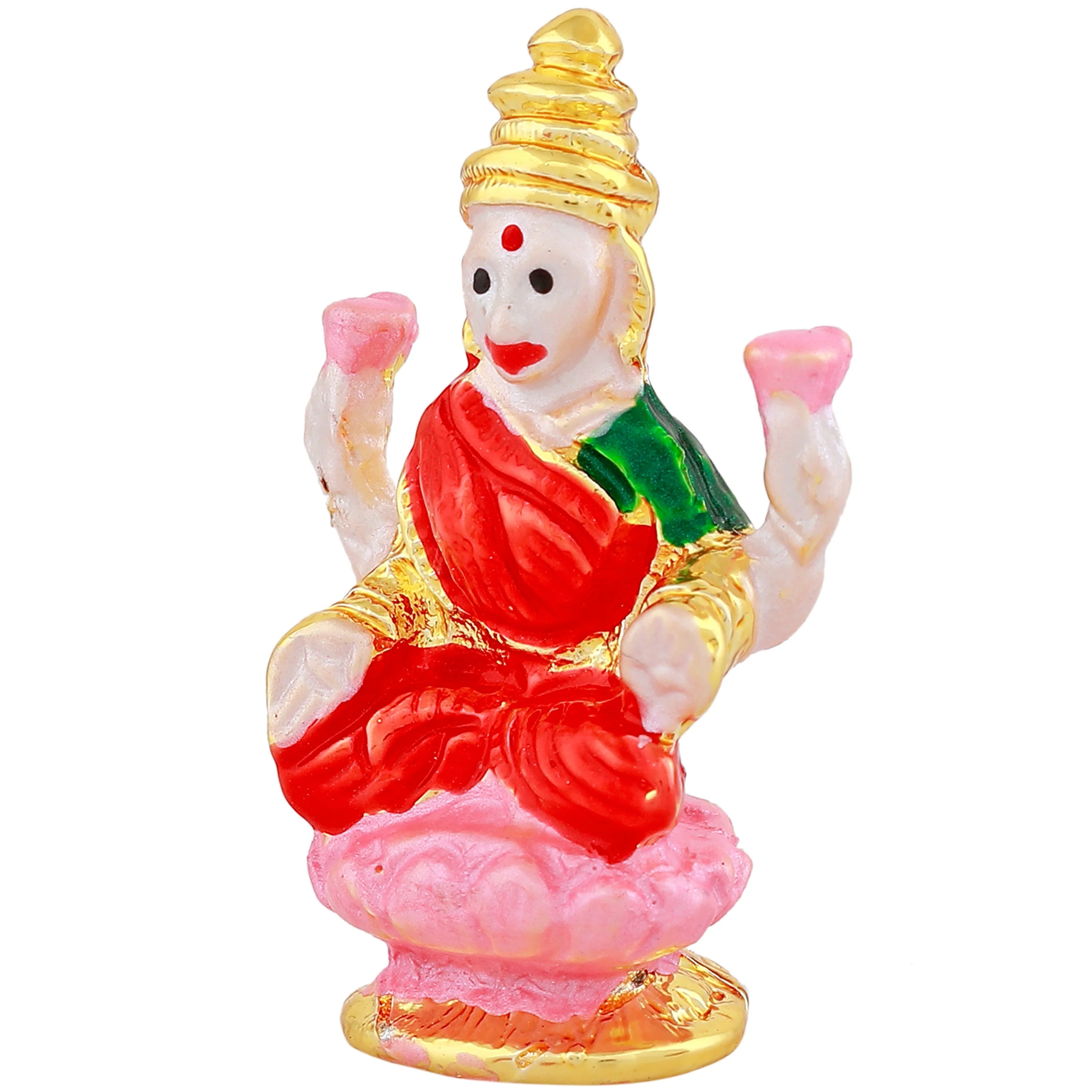 Estele Gold Plated Goddess Lakshmi Ji With Multi Color Enamel Idol - Image 3