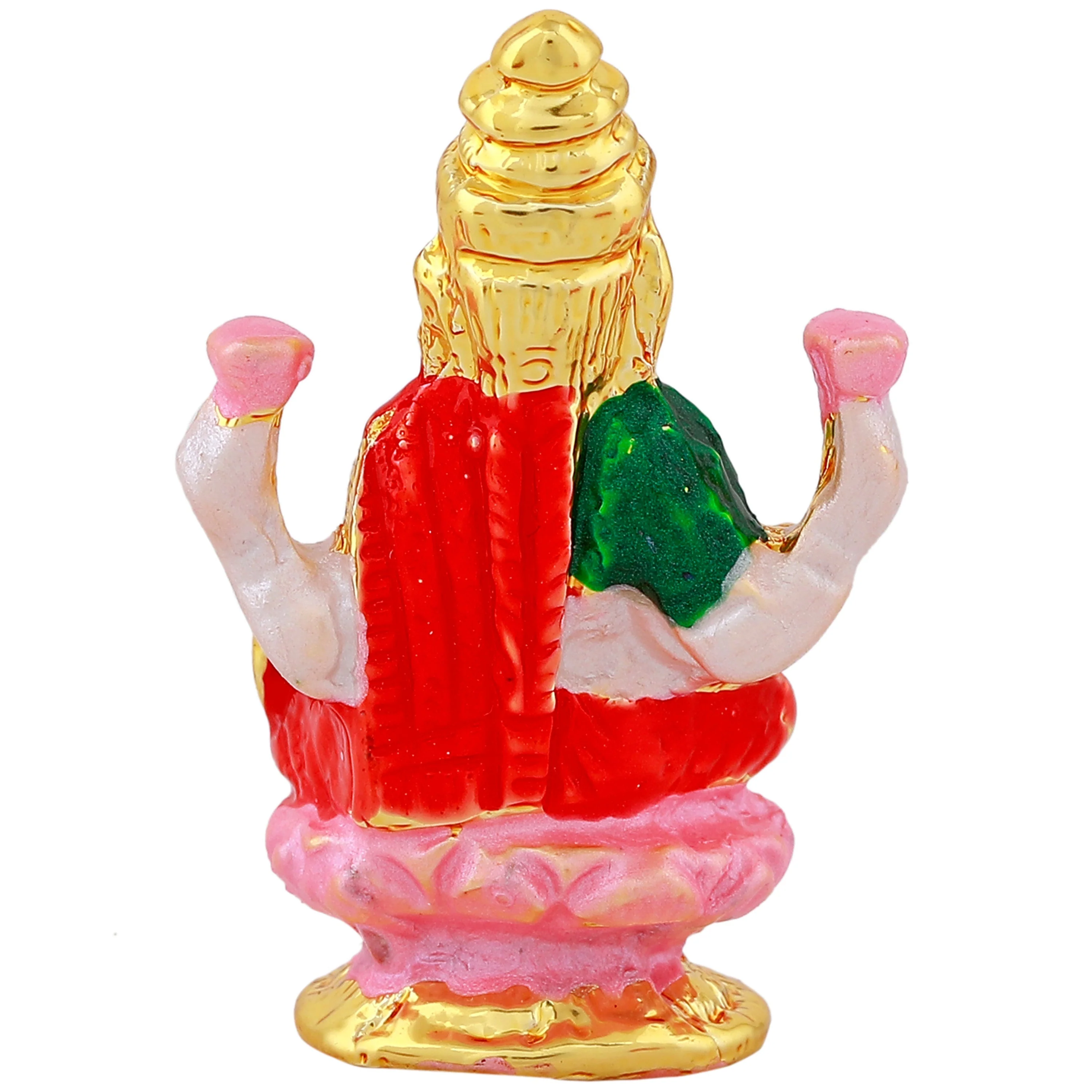 Estele Gold Plated Goddess Lakshmi Ji With Multi Color Enamel Idol - Image 5