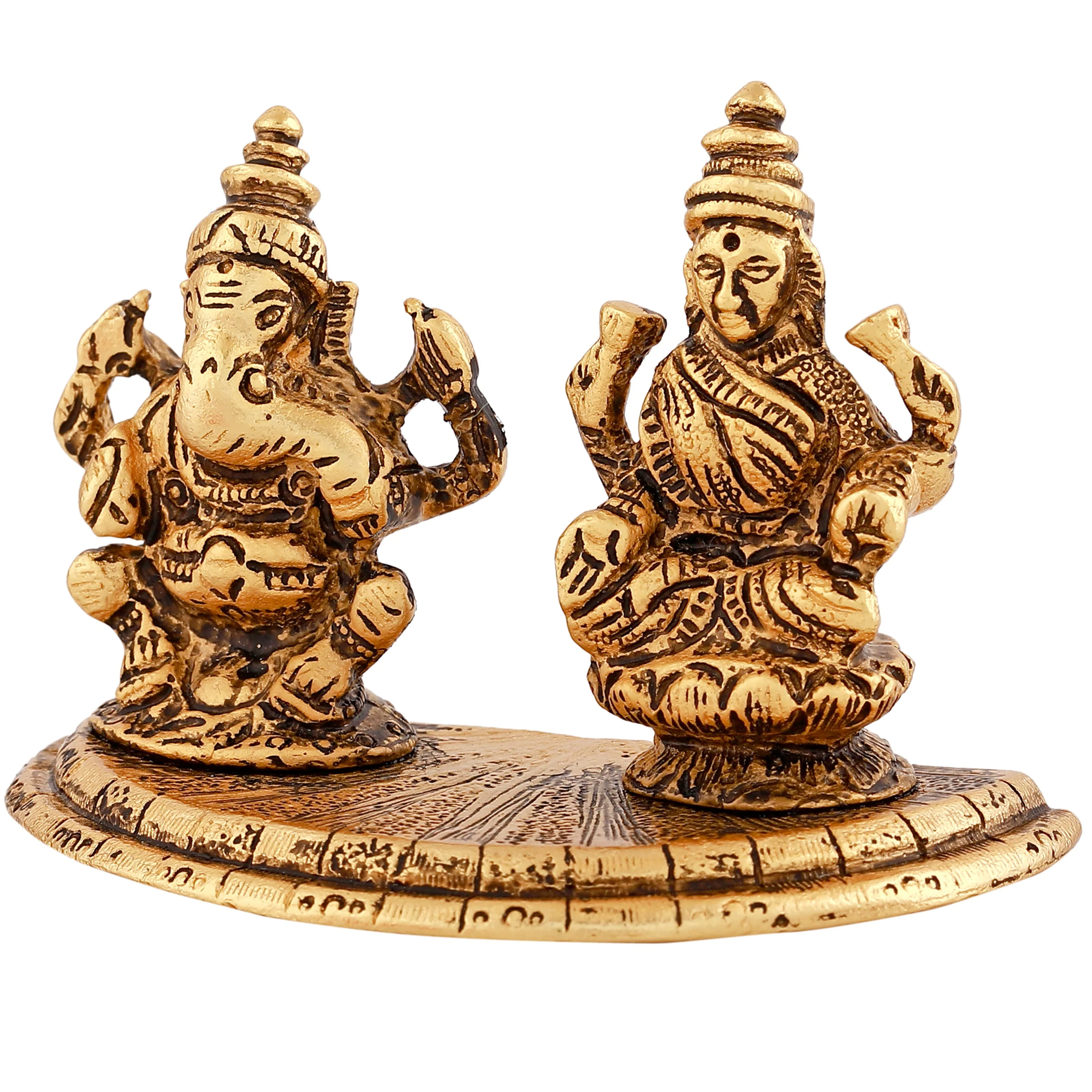 Estele Gold Plated Goddess Lakshmi & Lord Ganapati Idol - Image 4