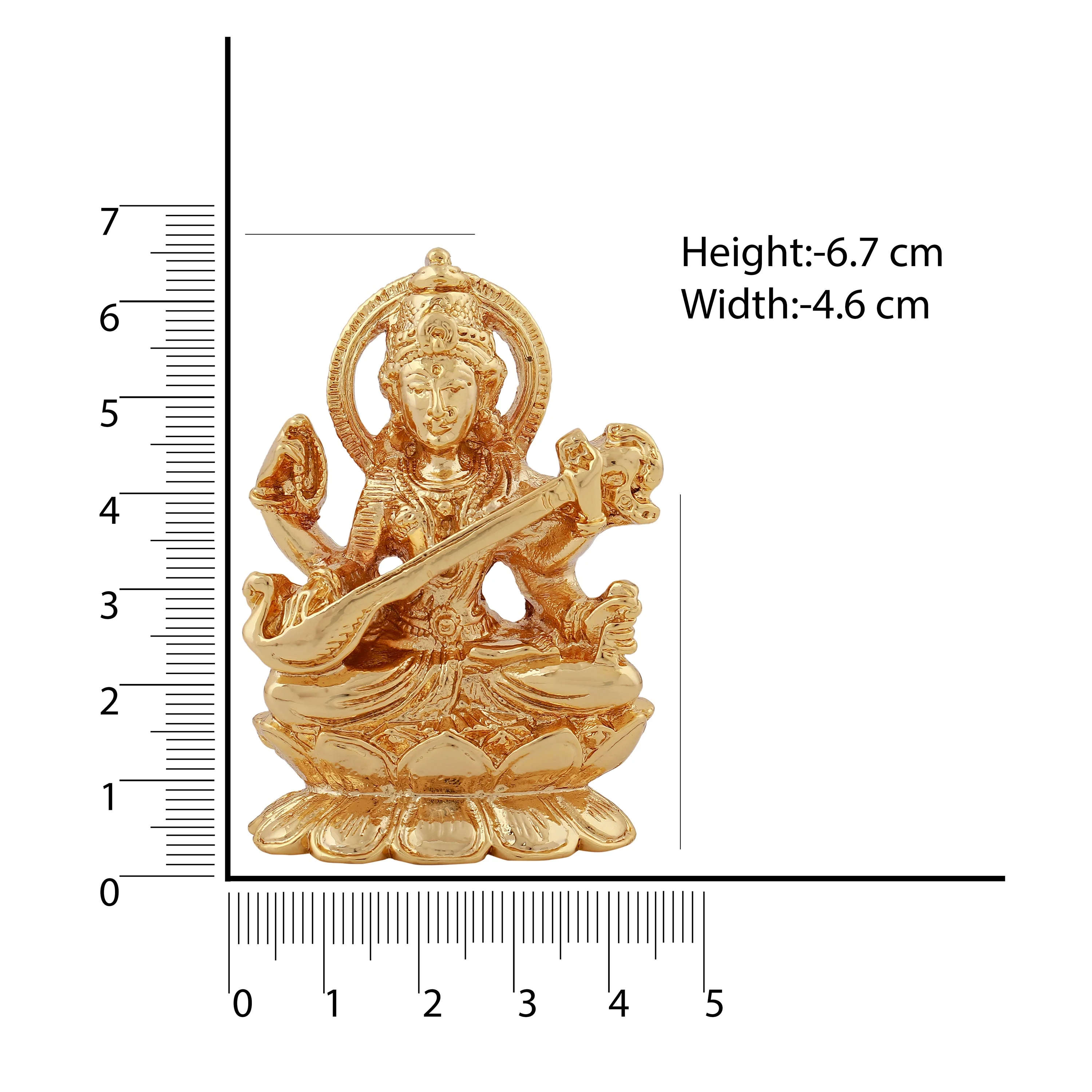 Estele Gold-Plated Goddess Of Knowledge Sarasvati Ma Idol For Pooja & Car Decor. - Image 5