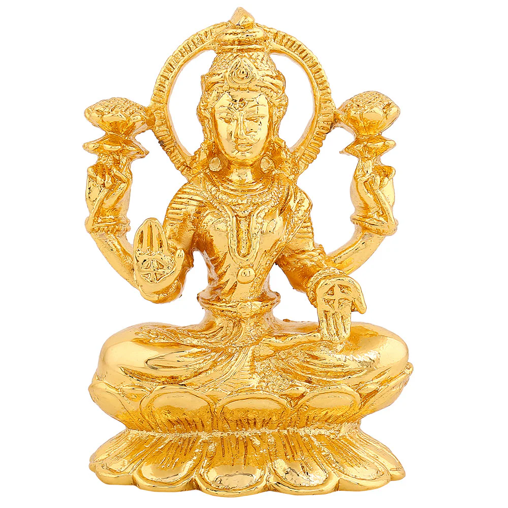 Estele Gold-Plated Goddess Of Wealth Laxmi Devi Idol For Pooja/Car Decor - Image 2