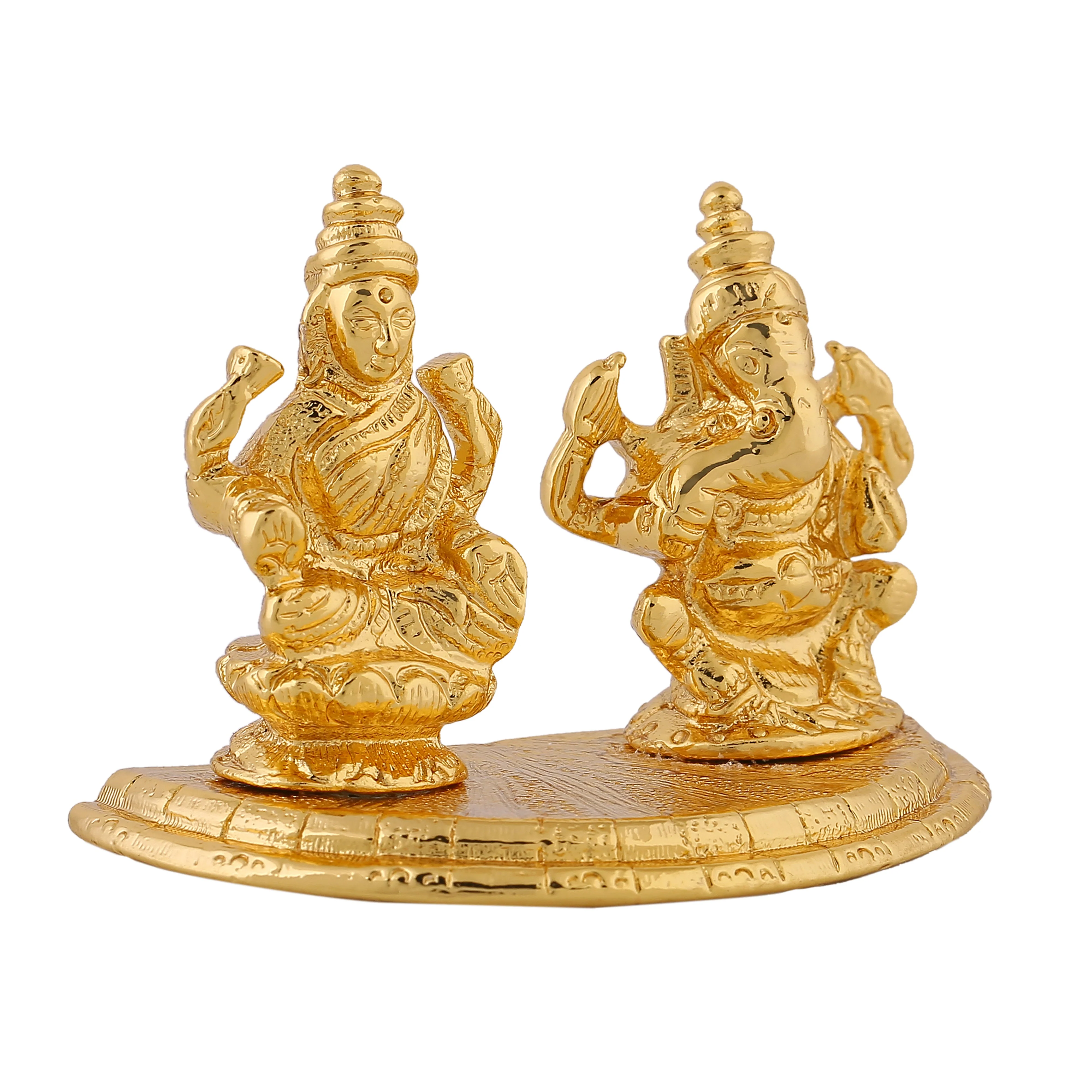 Estele Gold Plated Godess Laxmi & Lord Ganesh Idol - Image 3