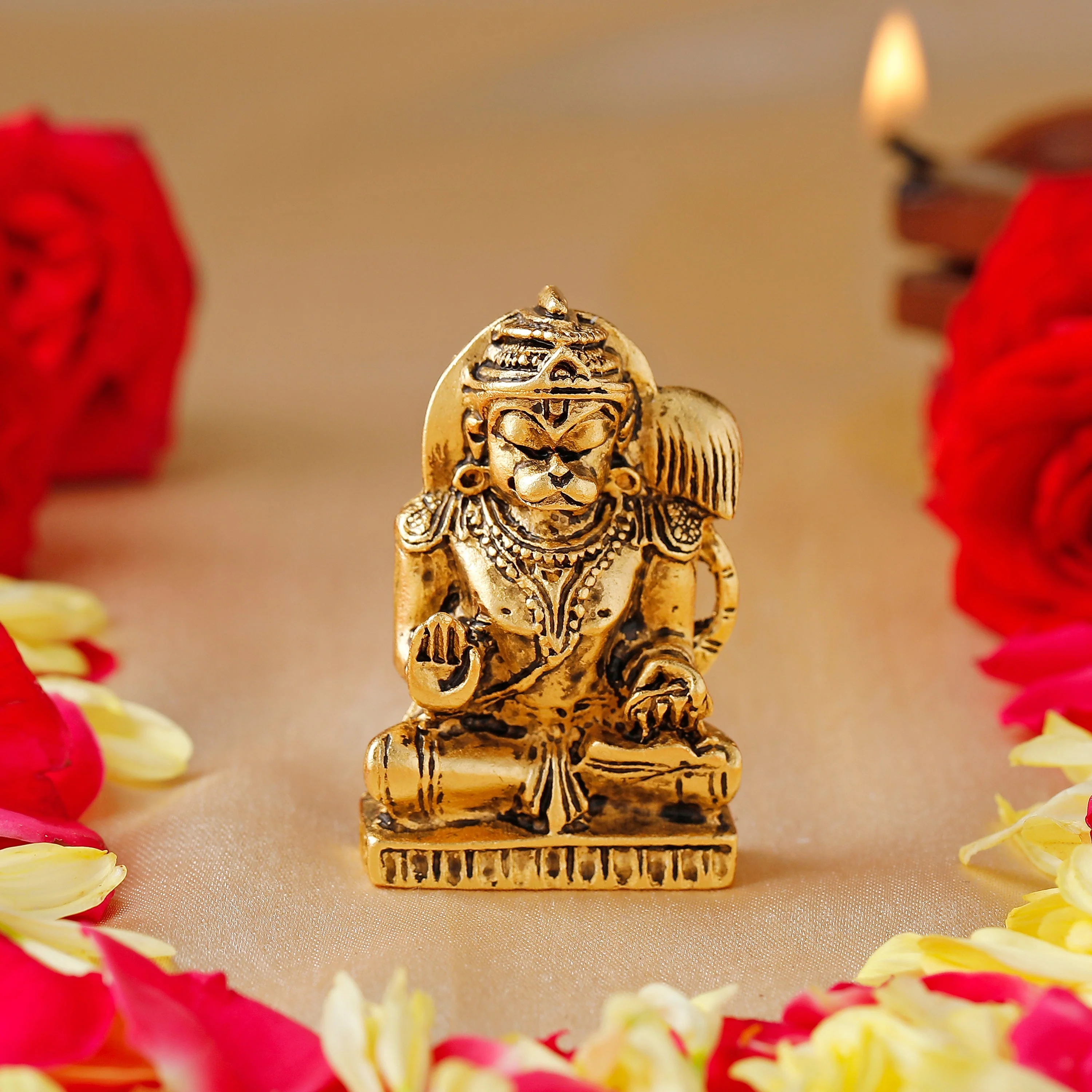 Estele Gold Plated Hanuman Ji With Multi-Color Enamel Idol