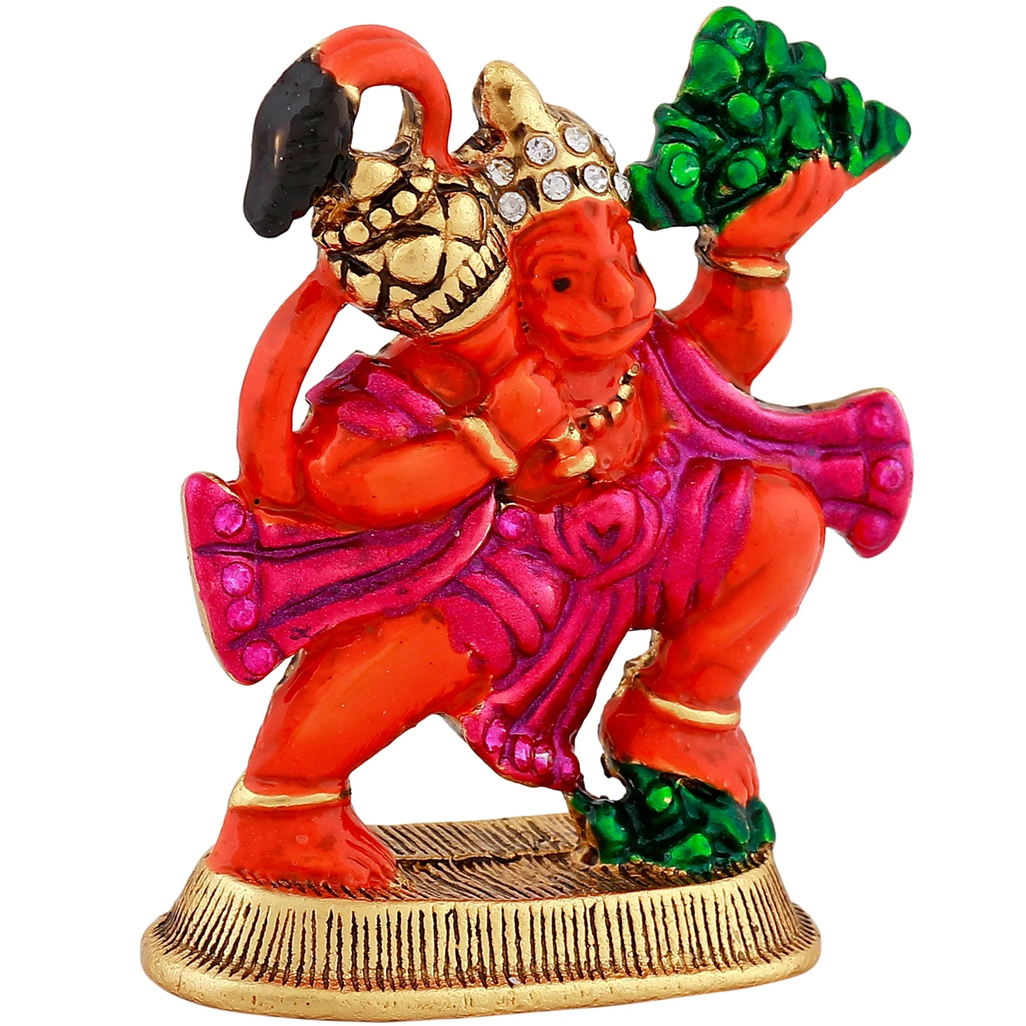 Estele Gold Plated Hanuman Ji With Multi-Color Enamel Idol - Image 3