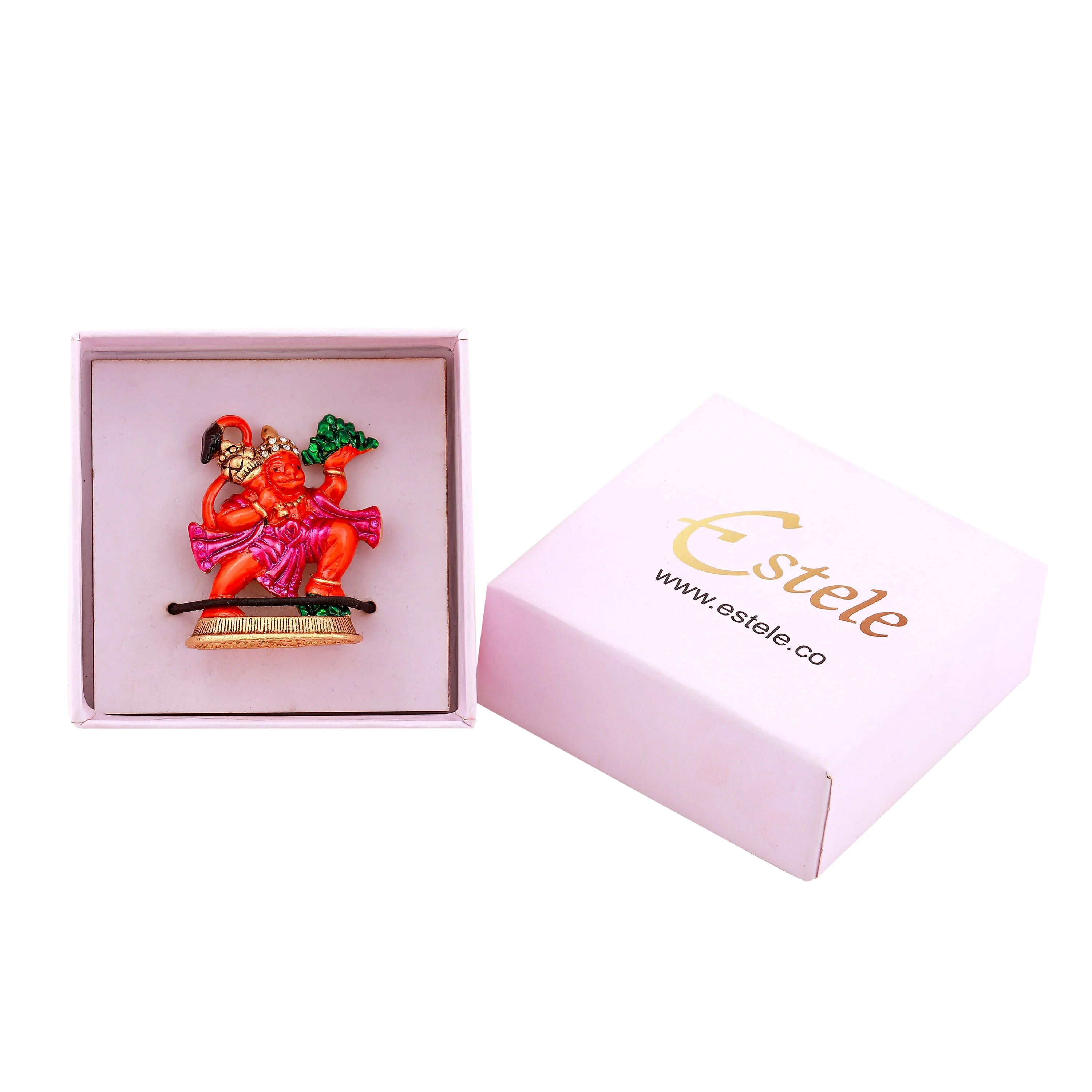 Estele Gold Plated Hanuman Ji With Multi-Color Enamel Idol - Image 5