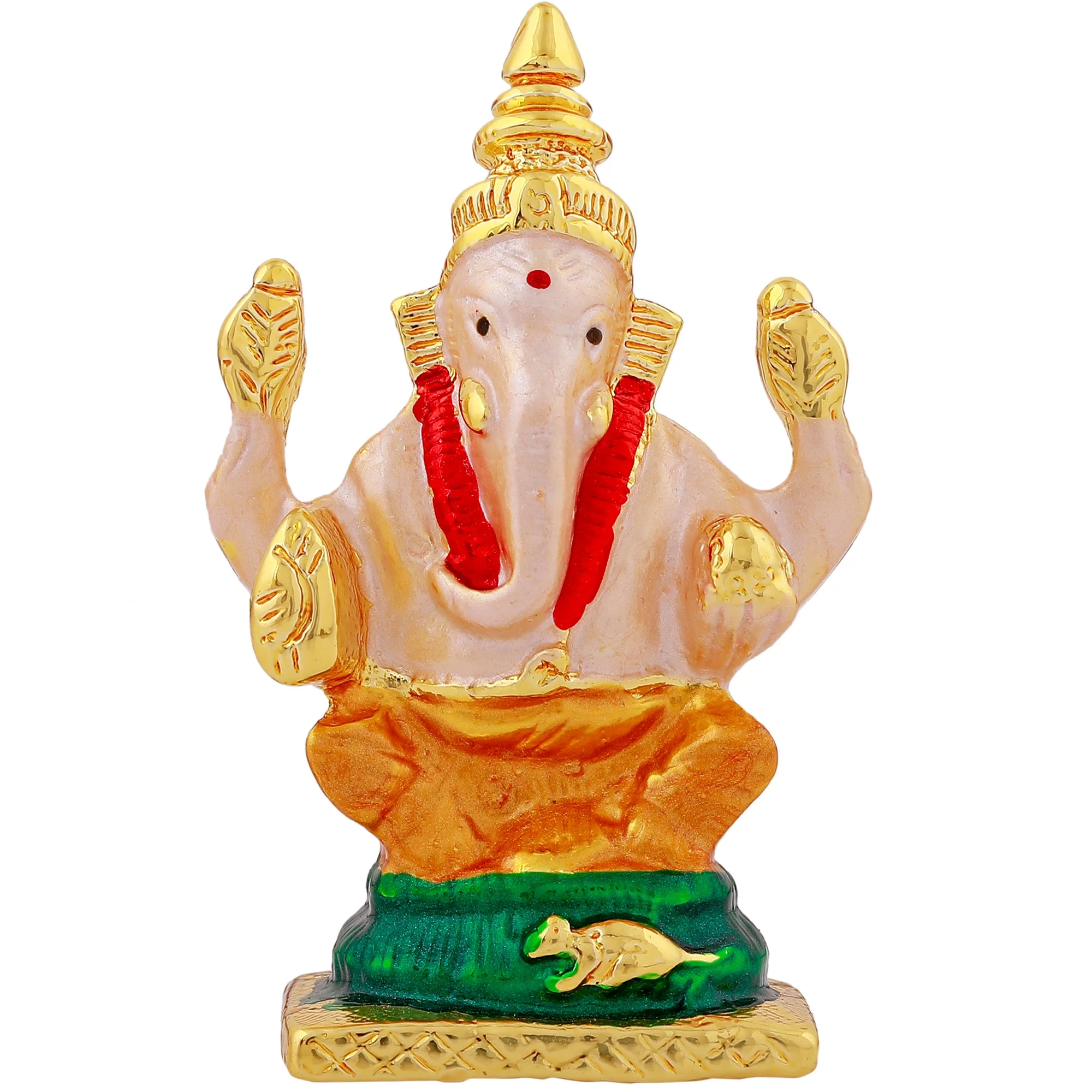 Estele Gold Plated Holy Ganesh Idol (Enamel) - Image 3