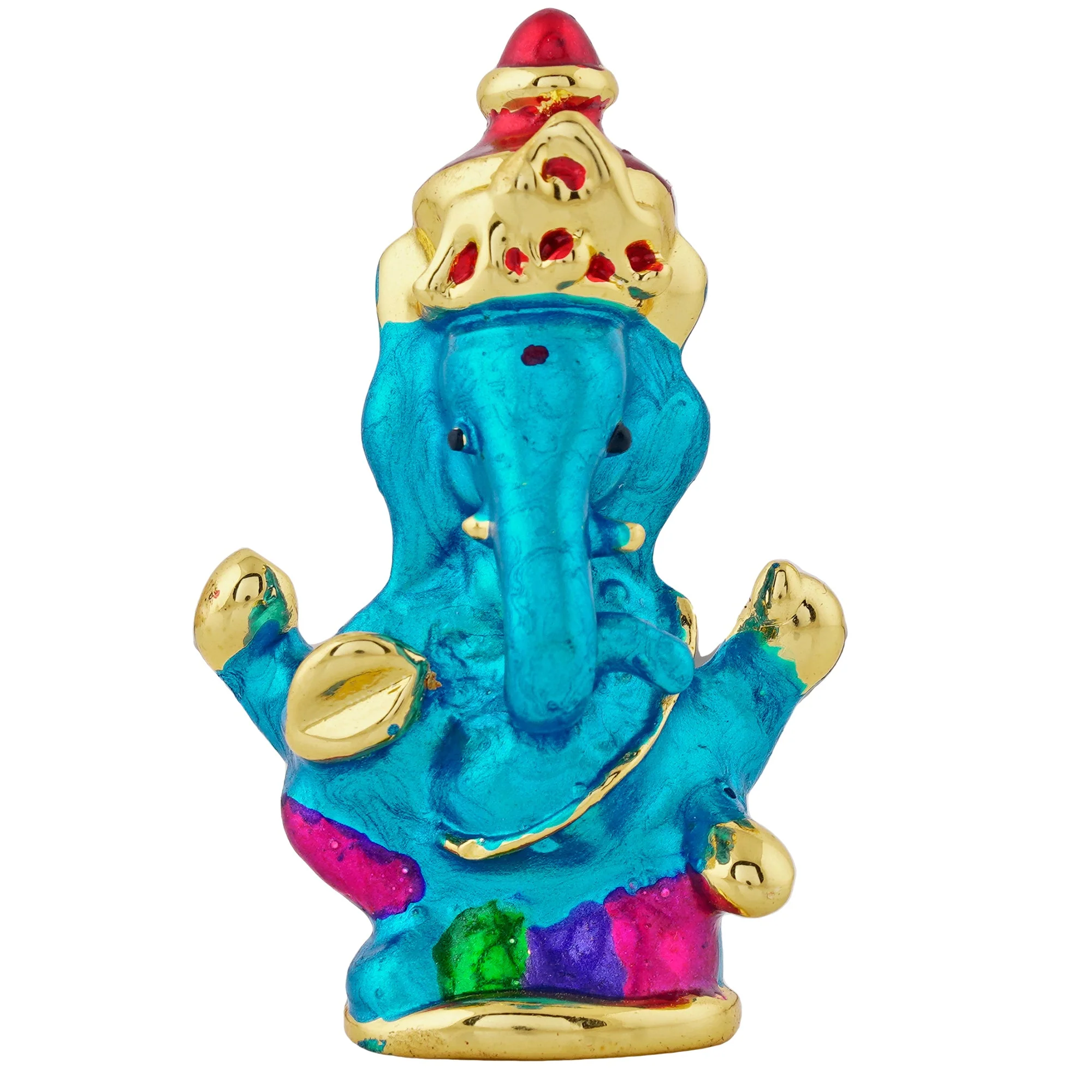 Estele Gold Plated Holy Ganesh Idol (Enamel) - Image 3