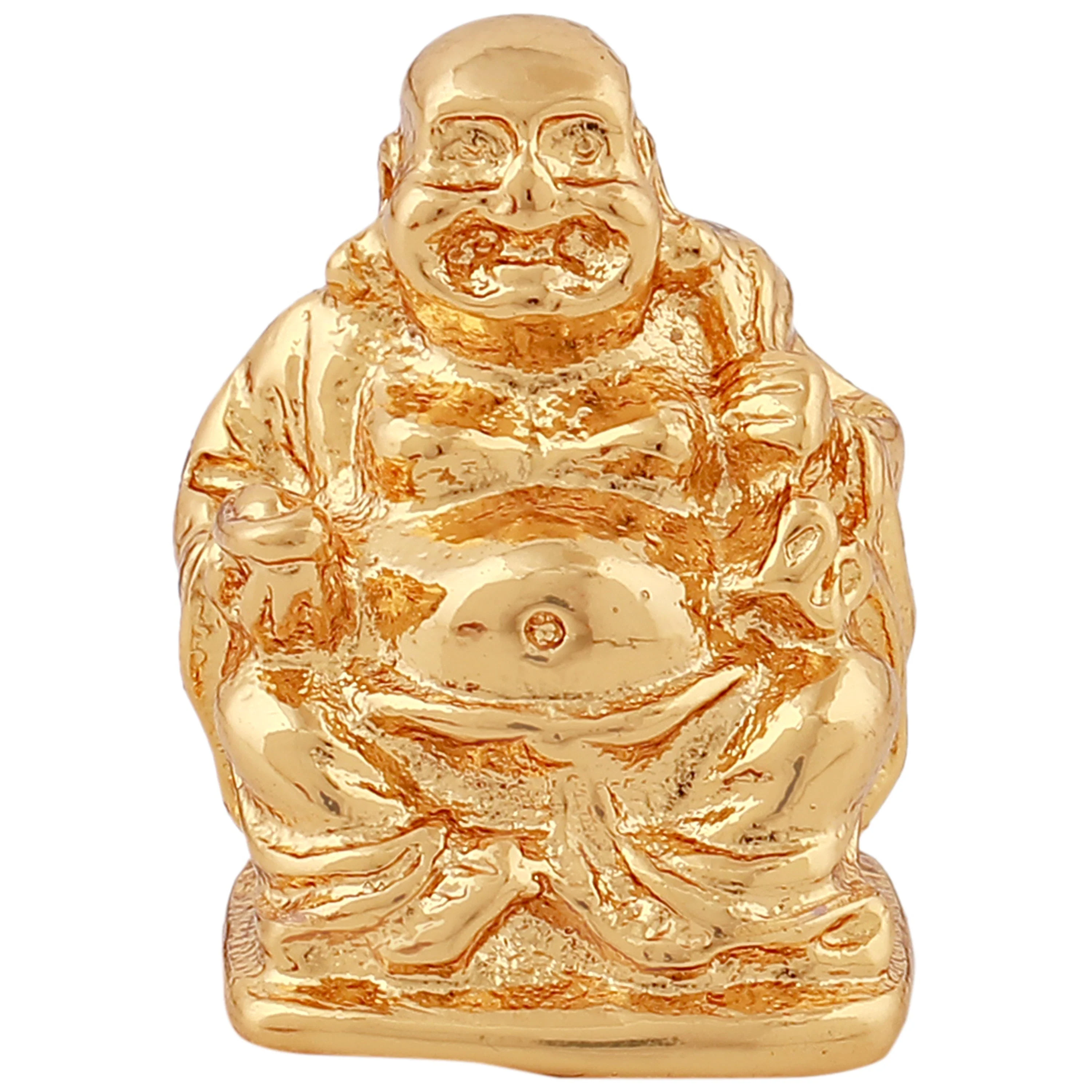 Estele Gold Plated Laughing Buddha Statue With Potli Showpiece For Perfect Home And Office Decor. - Image 2