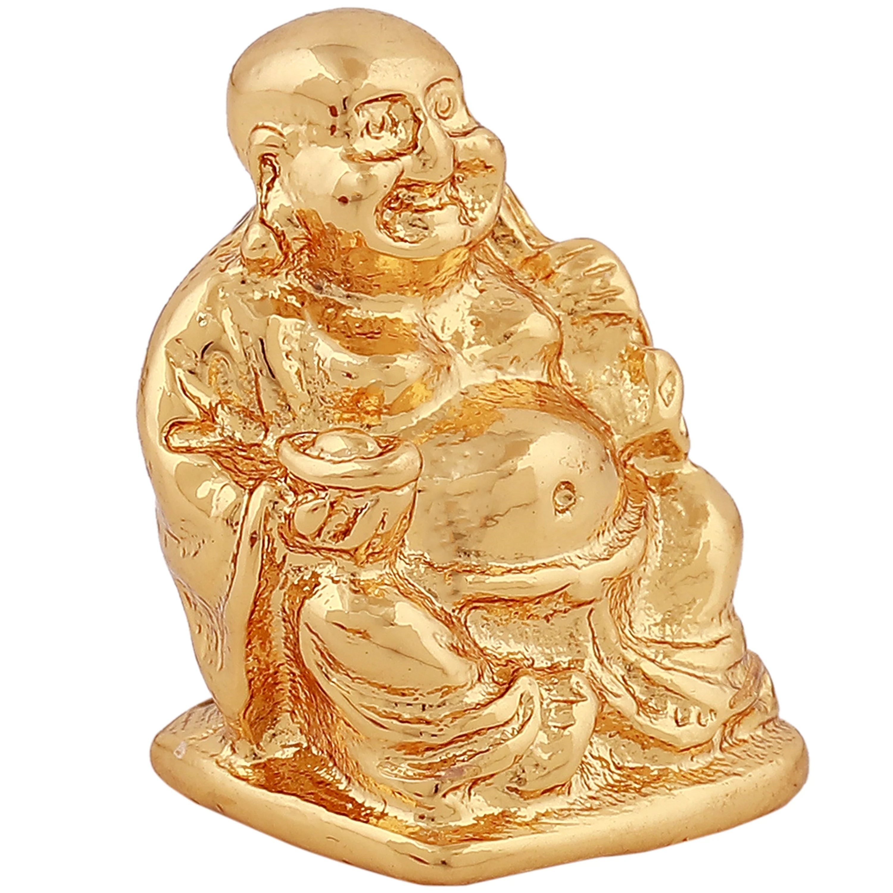 Estele Gold Plated Laughing Buddha Statue With Potli Showpiece For Perfect Home And Office Decor. - Image 3
