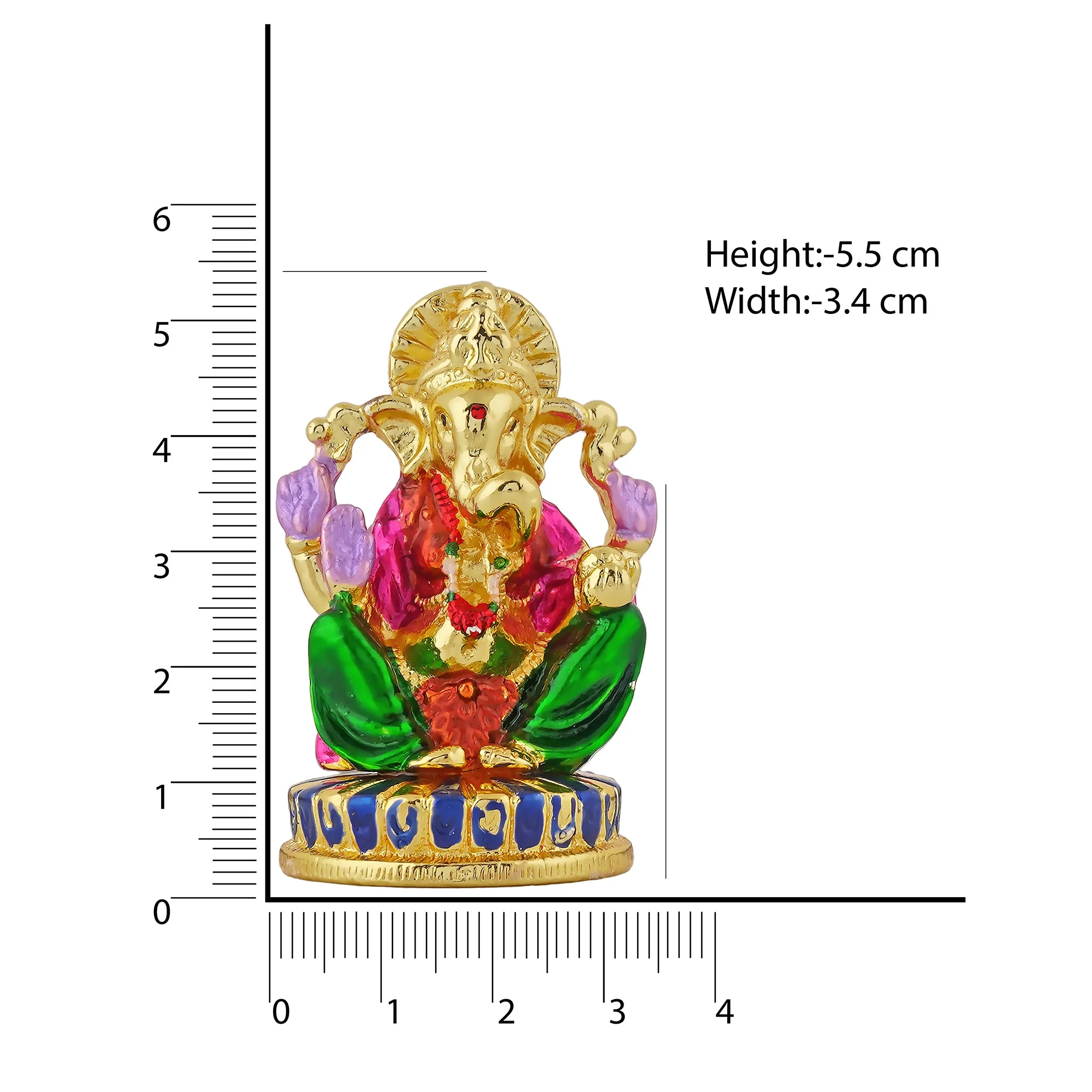 Estele Gold Plated Lord Ganesh Idol (Enamel) 30B-Ig - Image 10