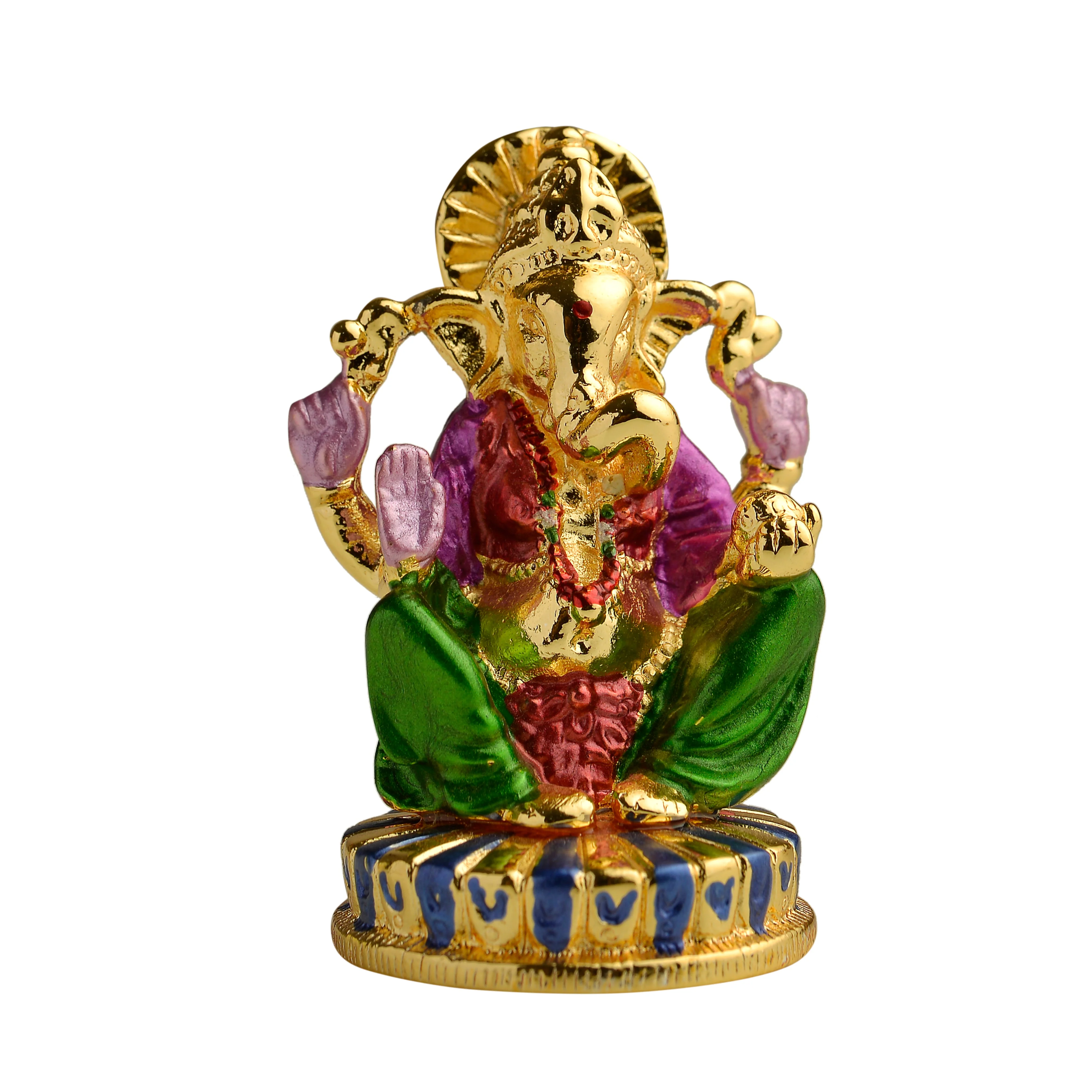 Estele Gold Plated Lord Ganesh Idol (Enamel) 30B-Ig - Image 11