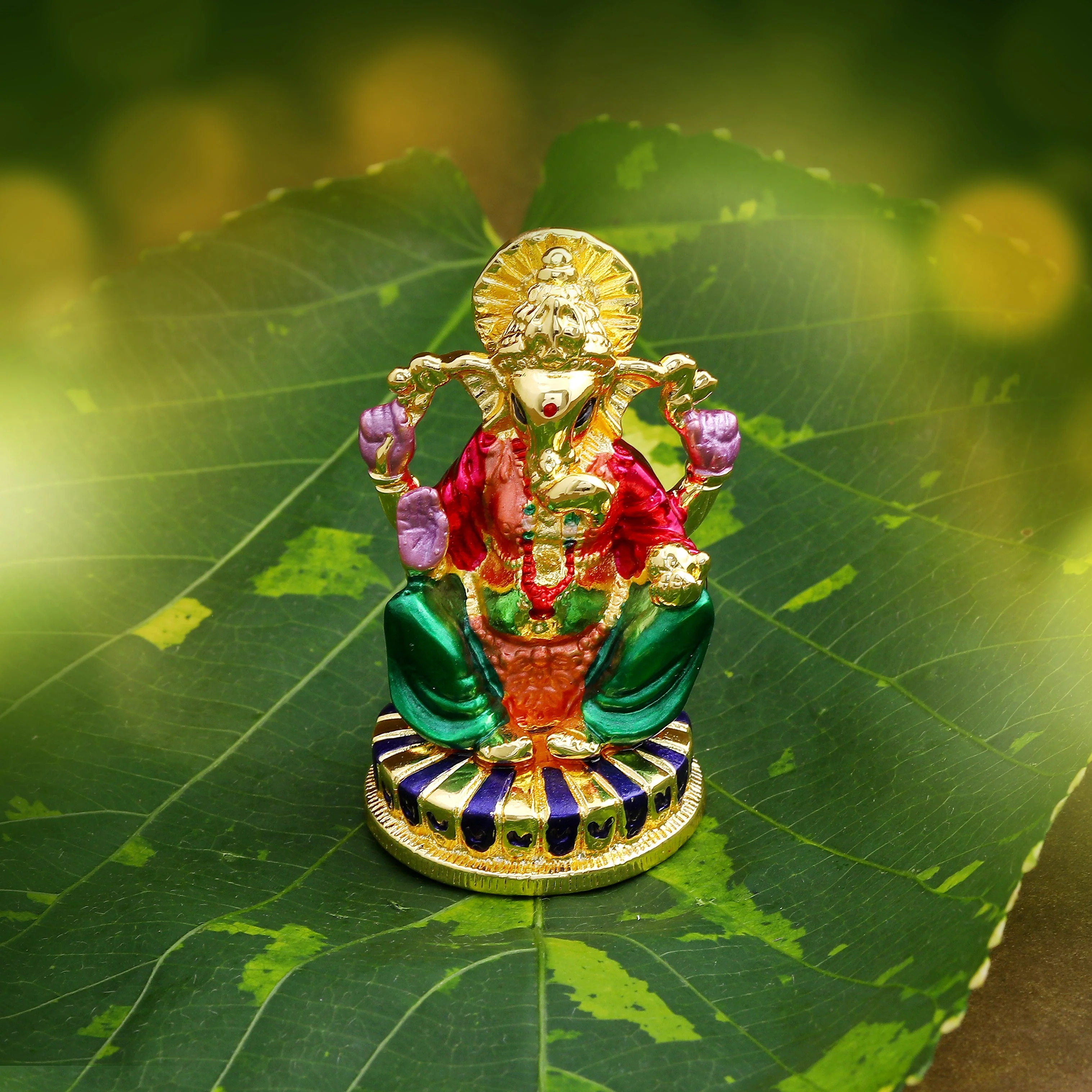 Estele Gold Plated Lord Ganesh Idol (Enamel) 30B-Ig - Image 3