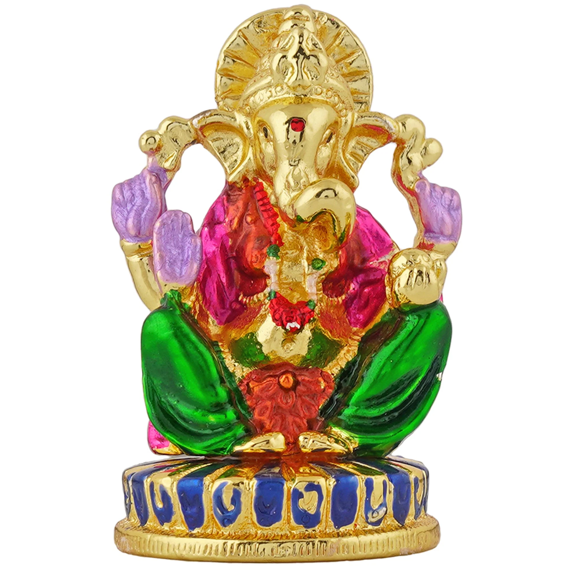 Estele Gold Plated Lord Ganesh Idol (Enamel) 30B-Ig - Image 6