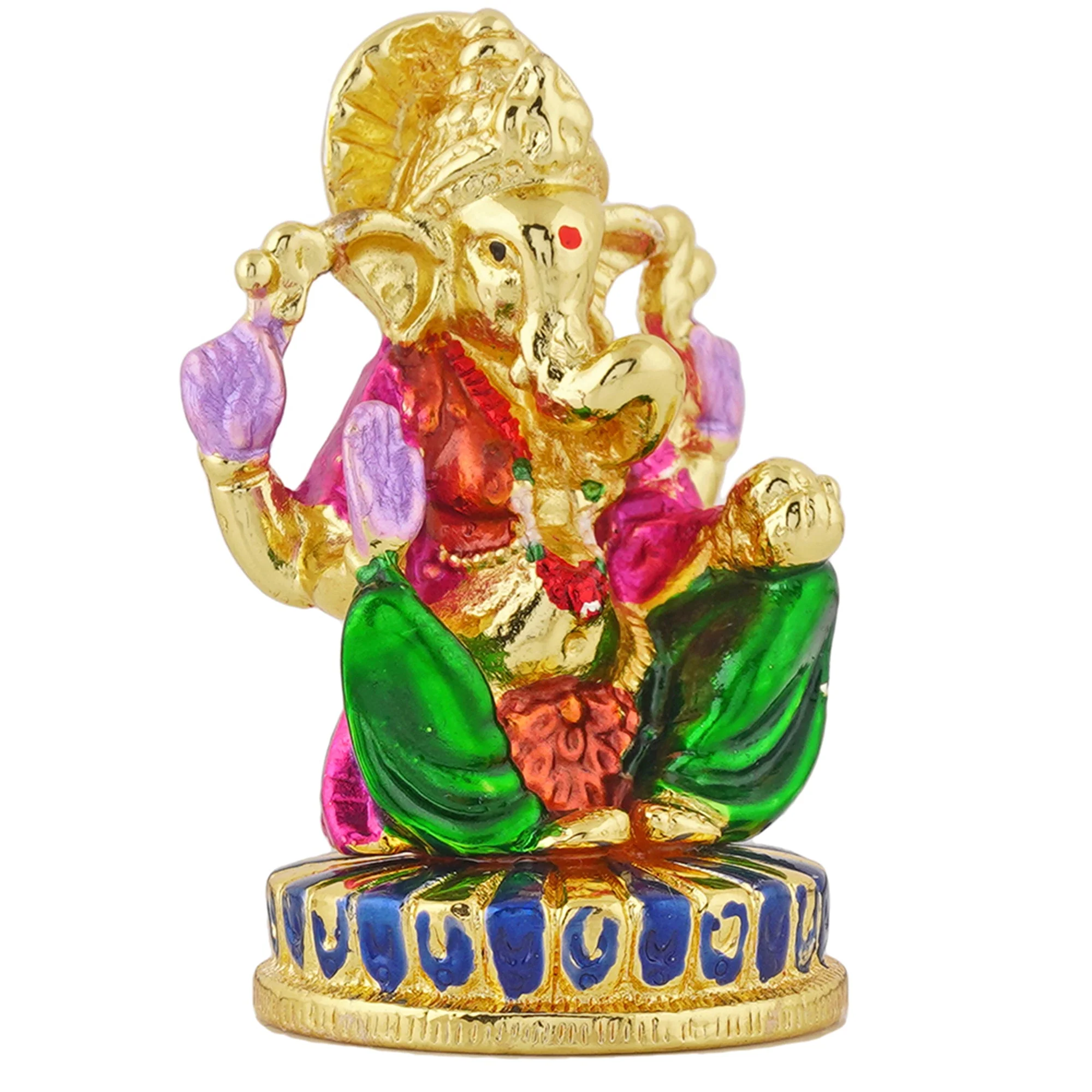 Estele Gold Plated Lord Ganesh Idol (Enamel) 30B-Ig - Image 7