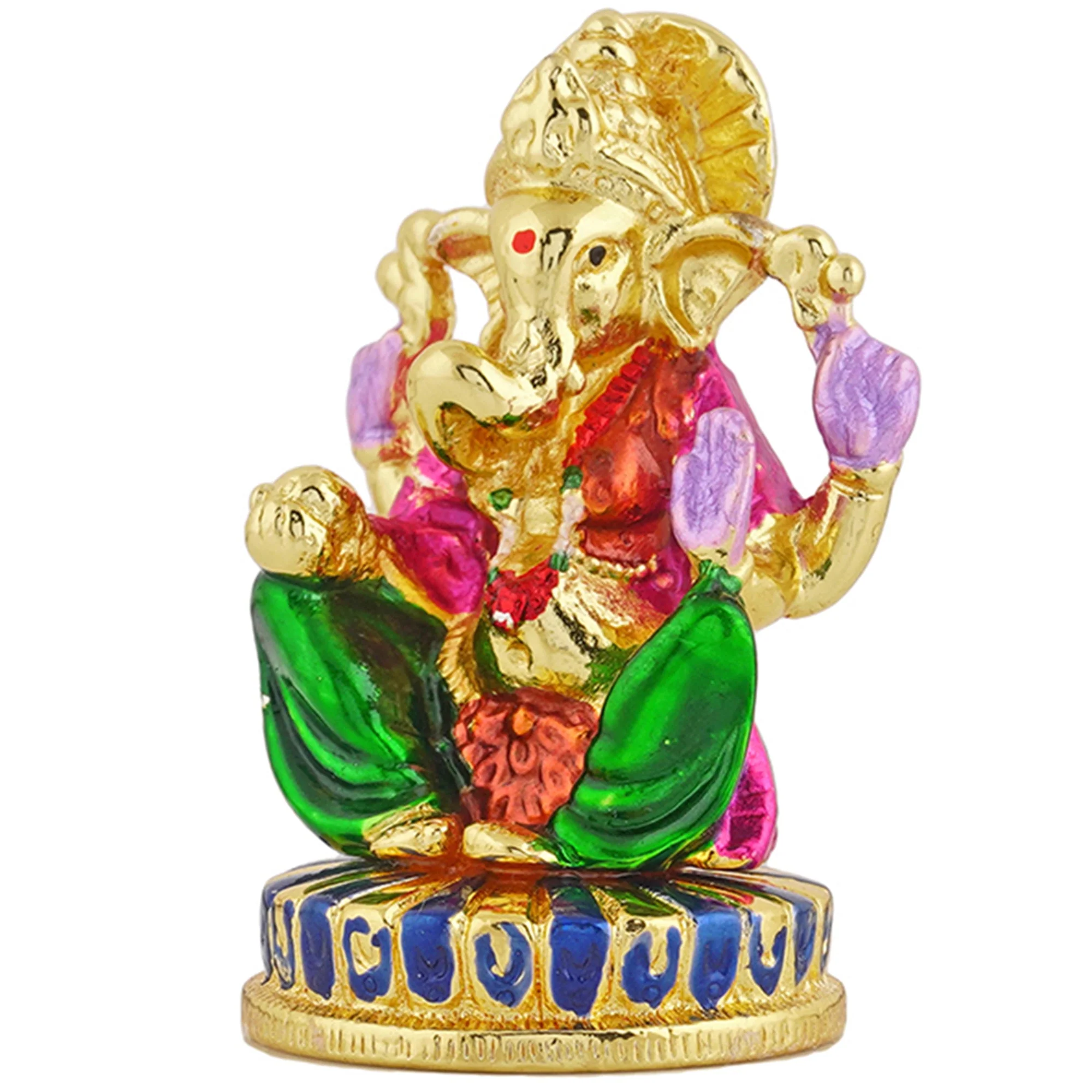 Estele Gold Plated Lord Ganesh Idol (Enamel) 30B-Ig - Image 9