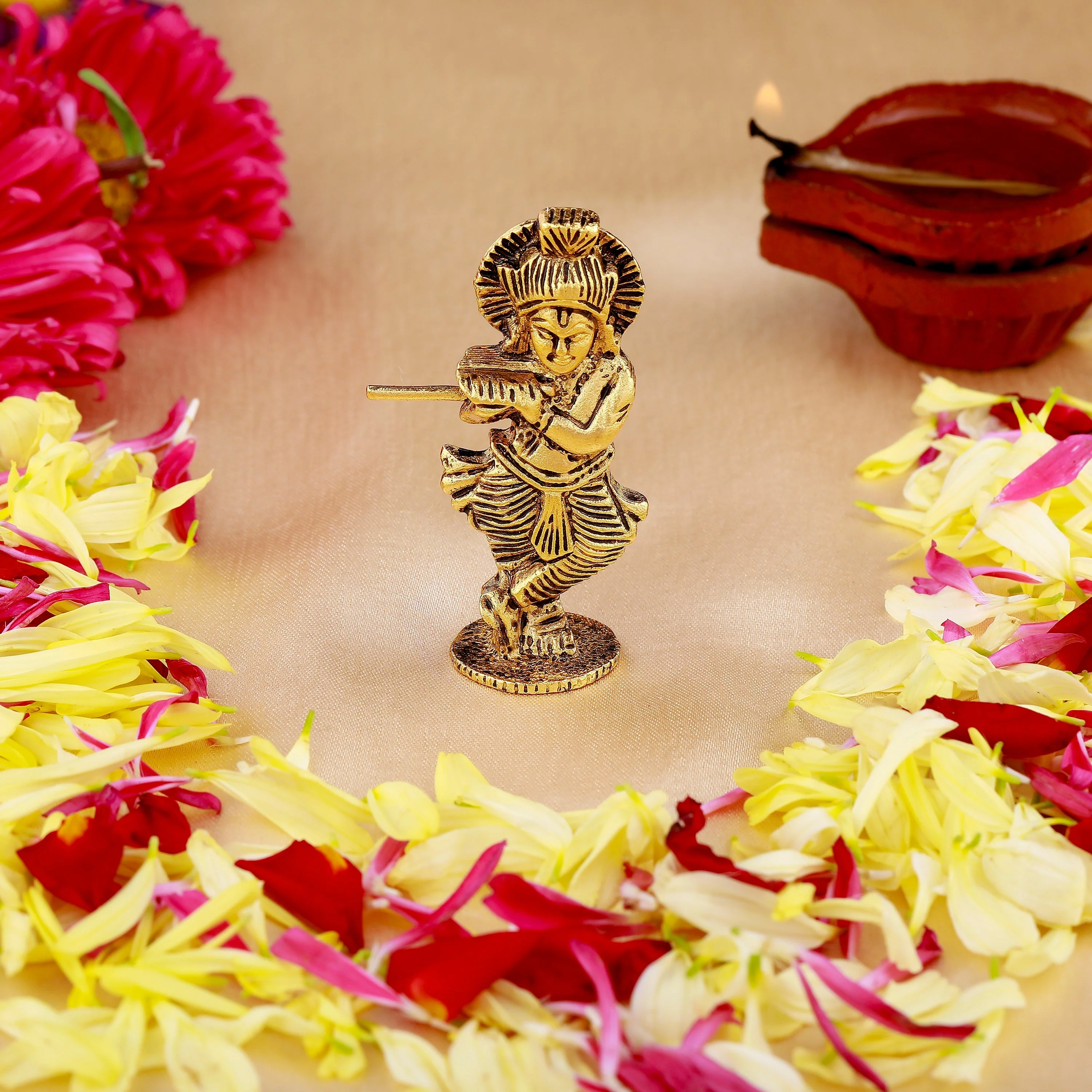 Estele Gold Plated Lord Krishna Idol - Image 2