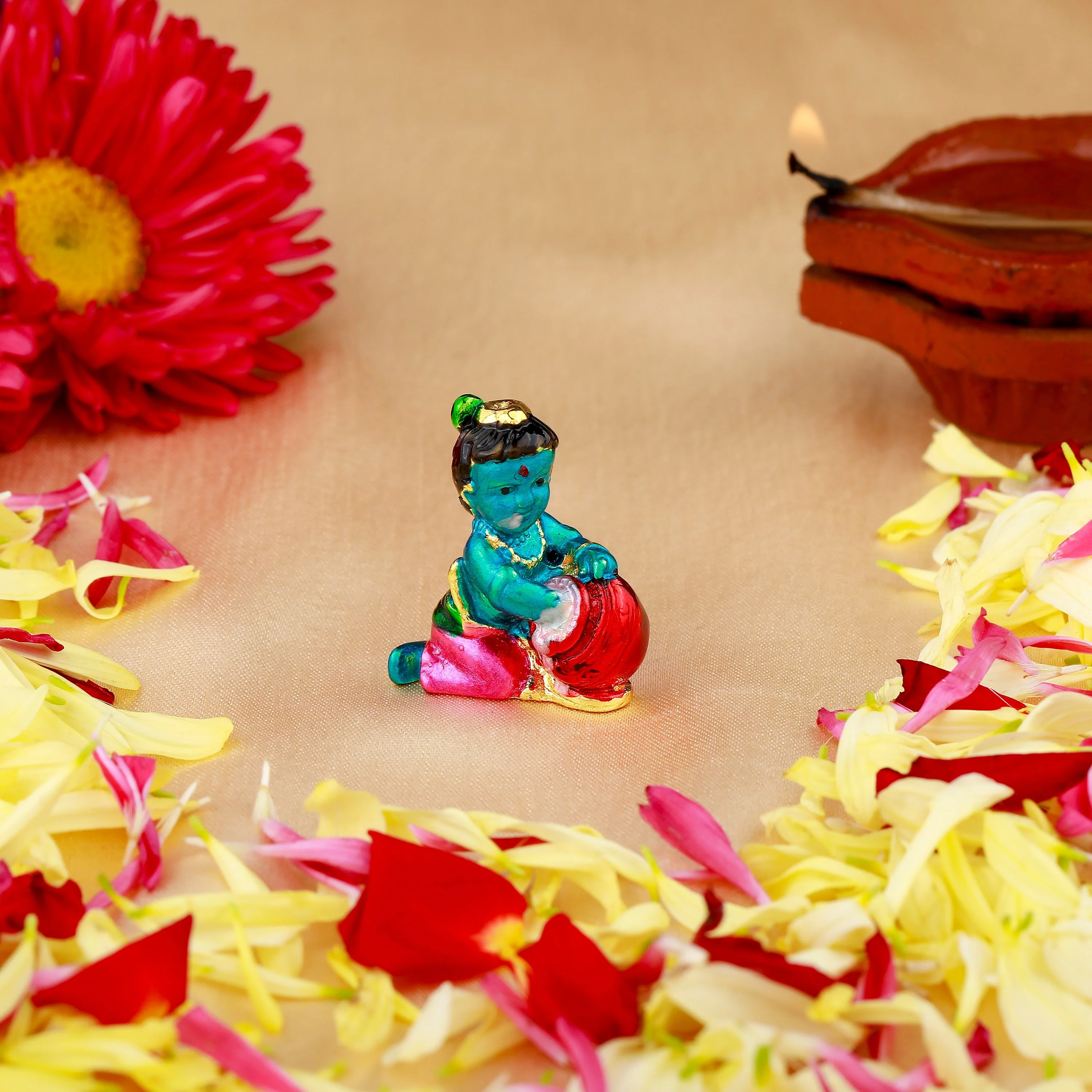 Estele Gold Plated Lord Krishna Idol - Image 2