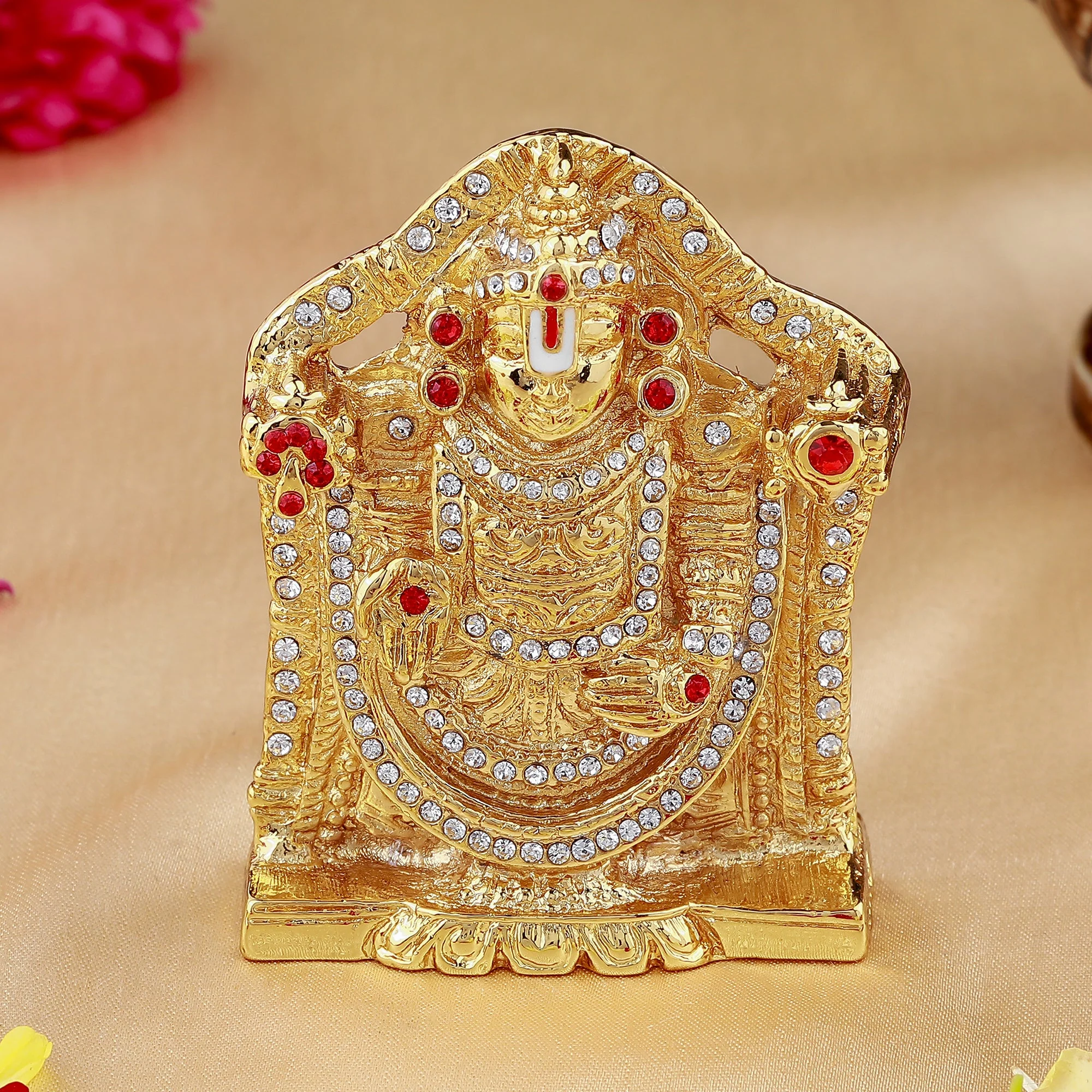 Estele Gold Plated Lord Tirupati Balaji Idol Showpiece For Pooja Mandir/ Home Decorative